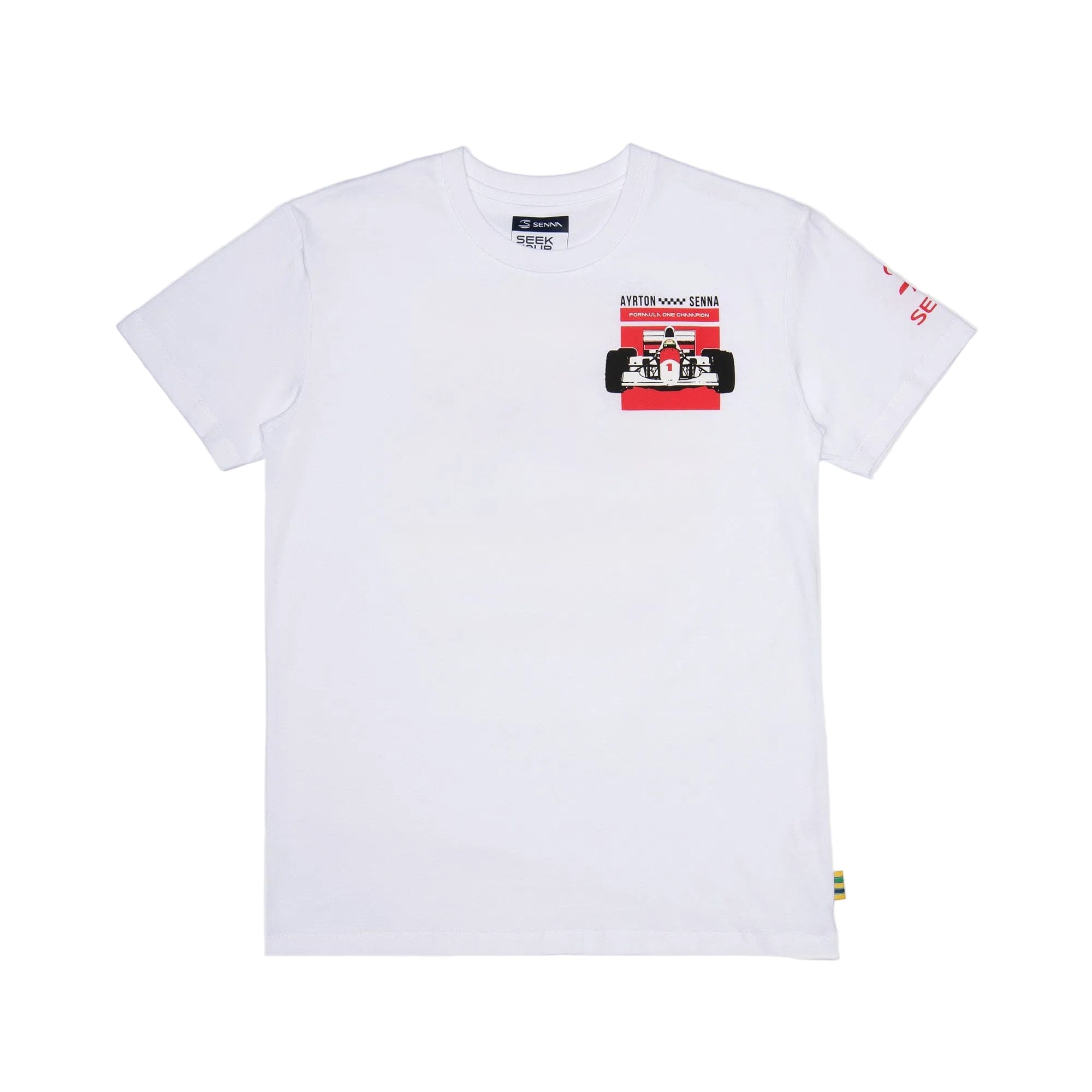 Ayrton Senna F1 3X World Champion T-Shirt - White T-shirts Ayrton Senna 