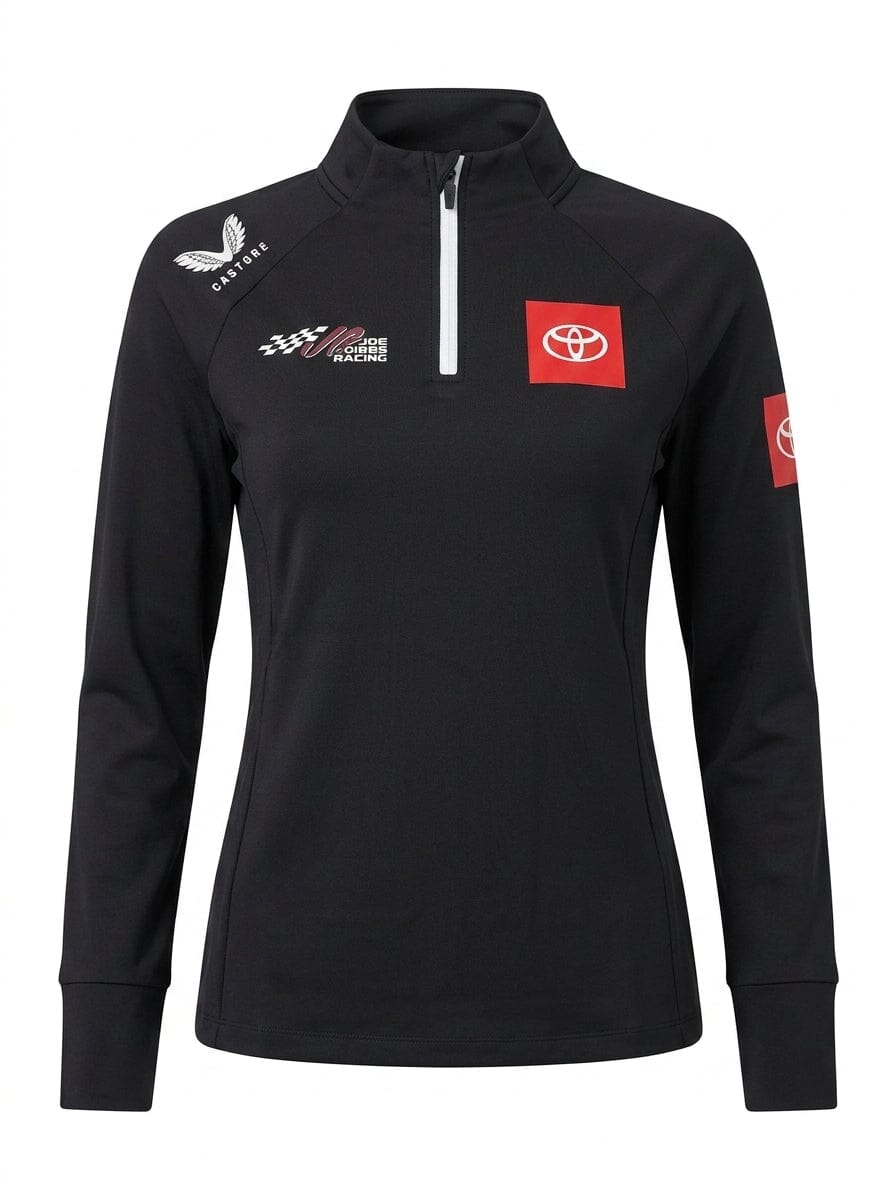 Joe Gibbs Racing Women's 1/4 Zip Midlayer - Caviar Black Sweatshirt Joe Gibbs Racing 