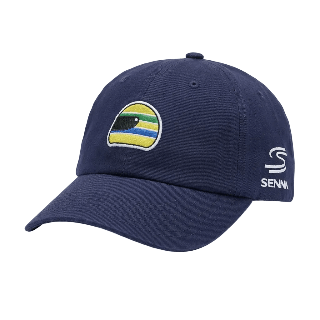 Ayrton Senna F1 Helmet Washed Hat - Navy Hats Ayrton Senna 