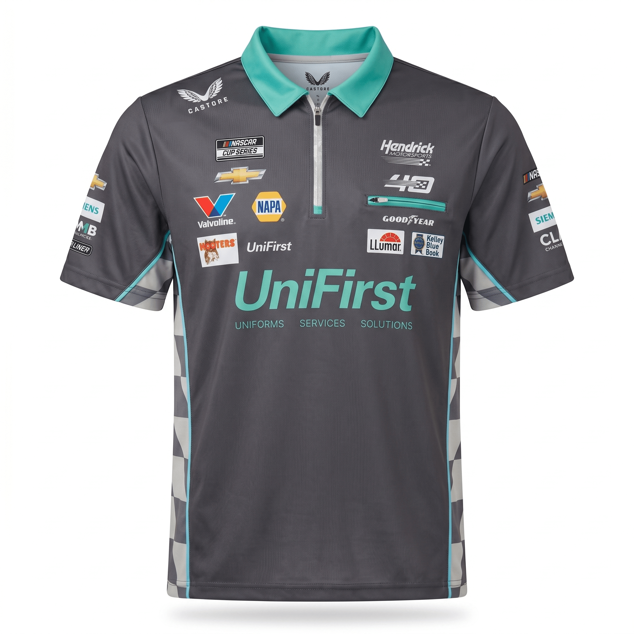 nascar dress shirts Men's NASCAR Checkered Flag Sports Black Uniform T-Shirt