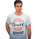 GrandPrix Originals Men's Gulf Vintage Racing Oil T-Shirt - Gulf Blue/Cream T-shirts GrandPrix Originals USA S Blue 