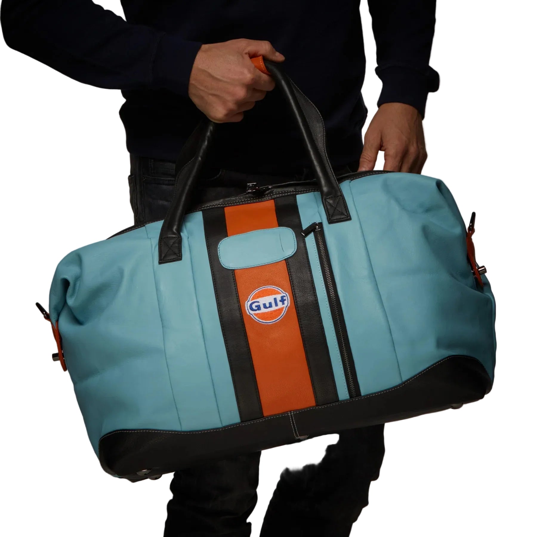 GrandPrix Originals Gulf Leather Large Duffel Bag - Gulf Blue