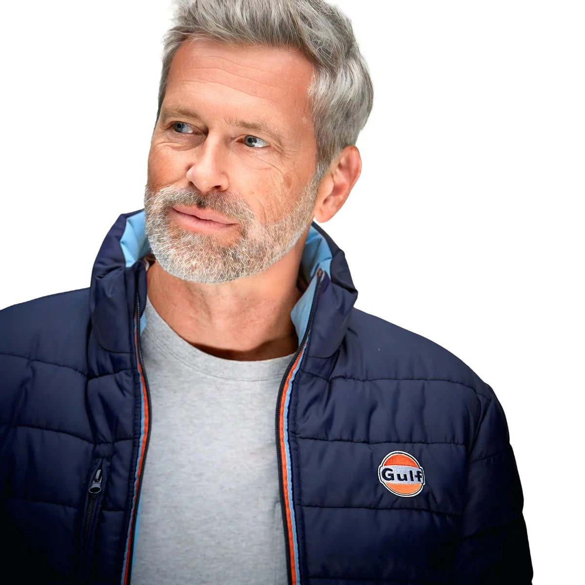 GrandPrix Originals Men's Gulf Reversible Puffer Jacket- Gulf Blue/Navy Jackets GrandPrix Originals USA 