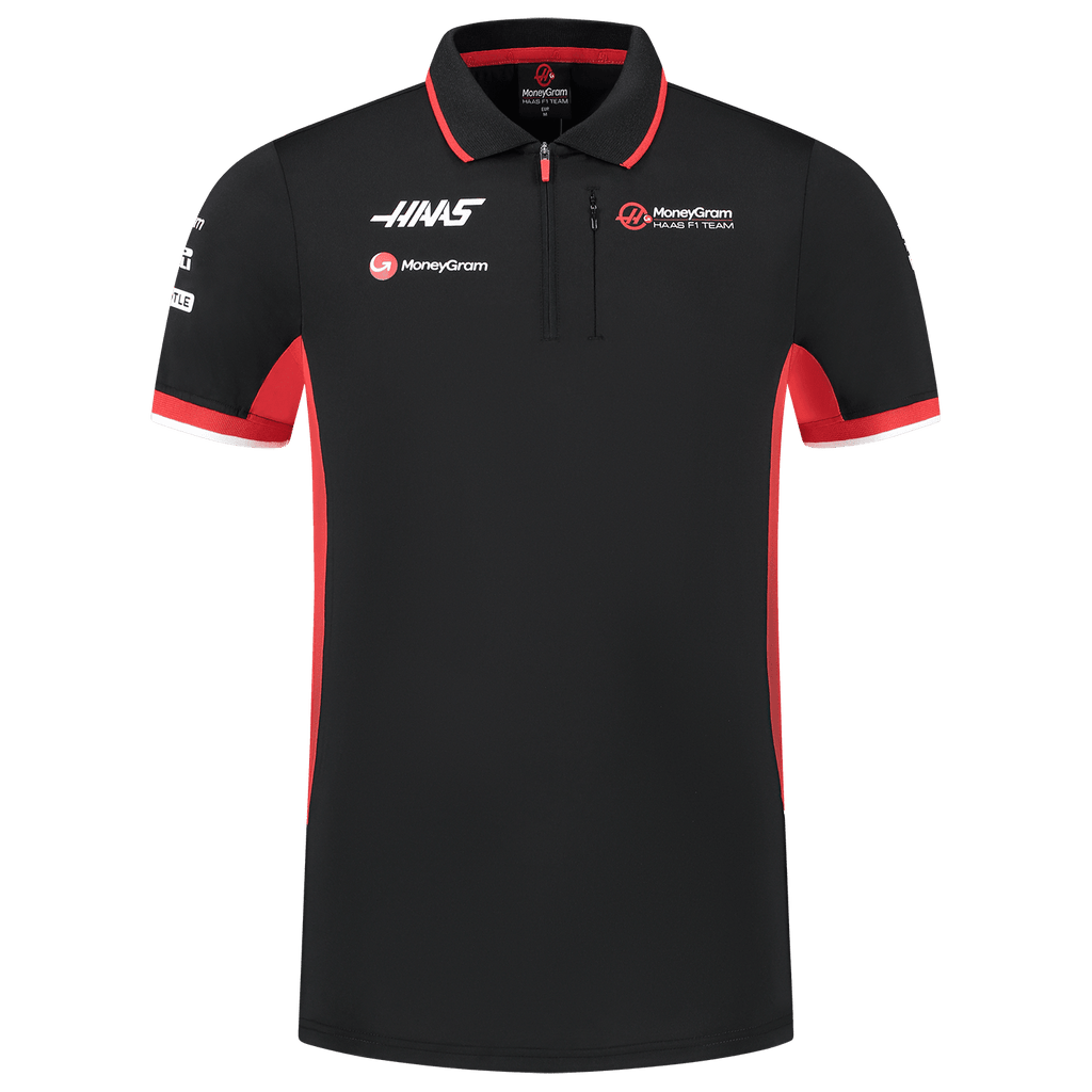 Haas Racing F1 2024 Men's Team Fitted Polo Shirt - Black Polos Haas F1 Racing Team 