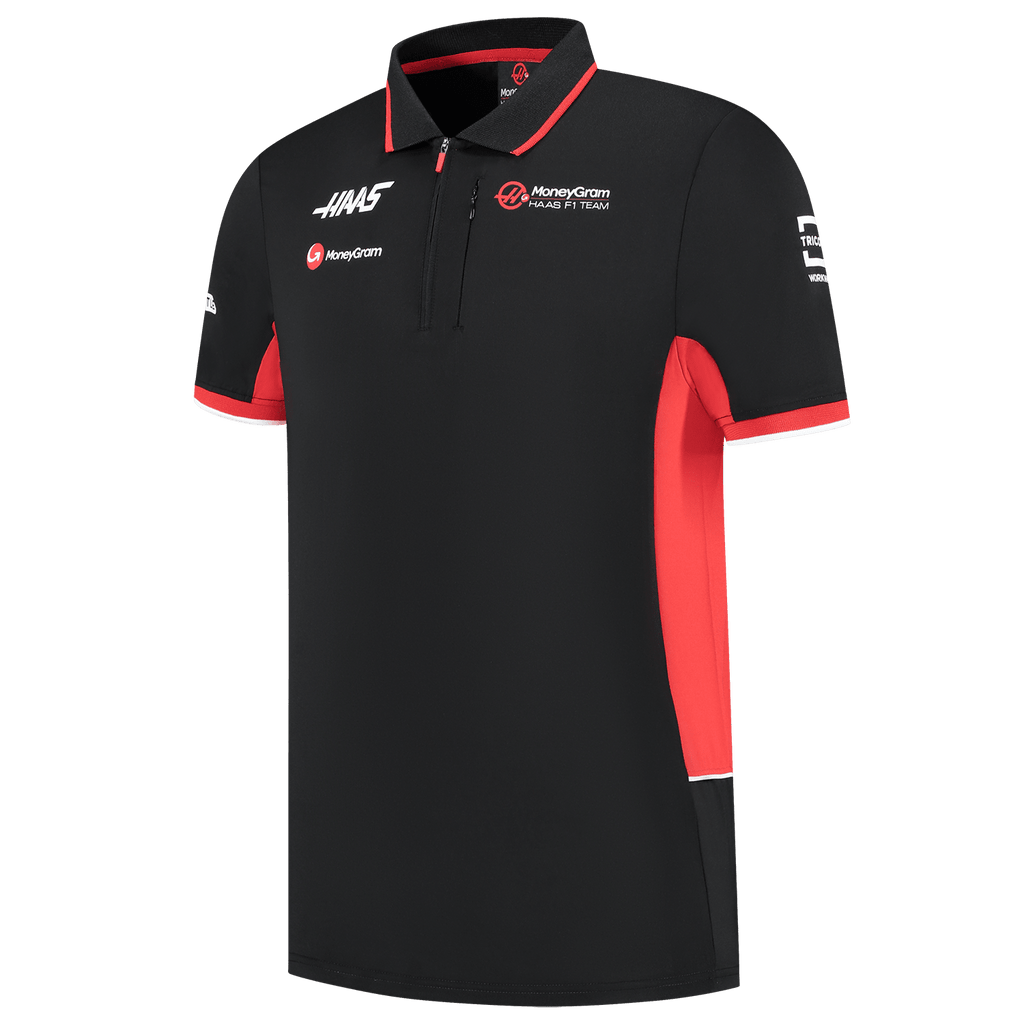 Haas Racing F1 2024 Men's Team Fitted Polo Shirt - Black Polos Haas F1 Racing Team 
