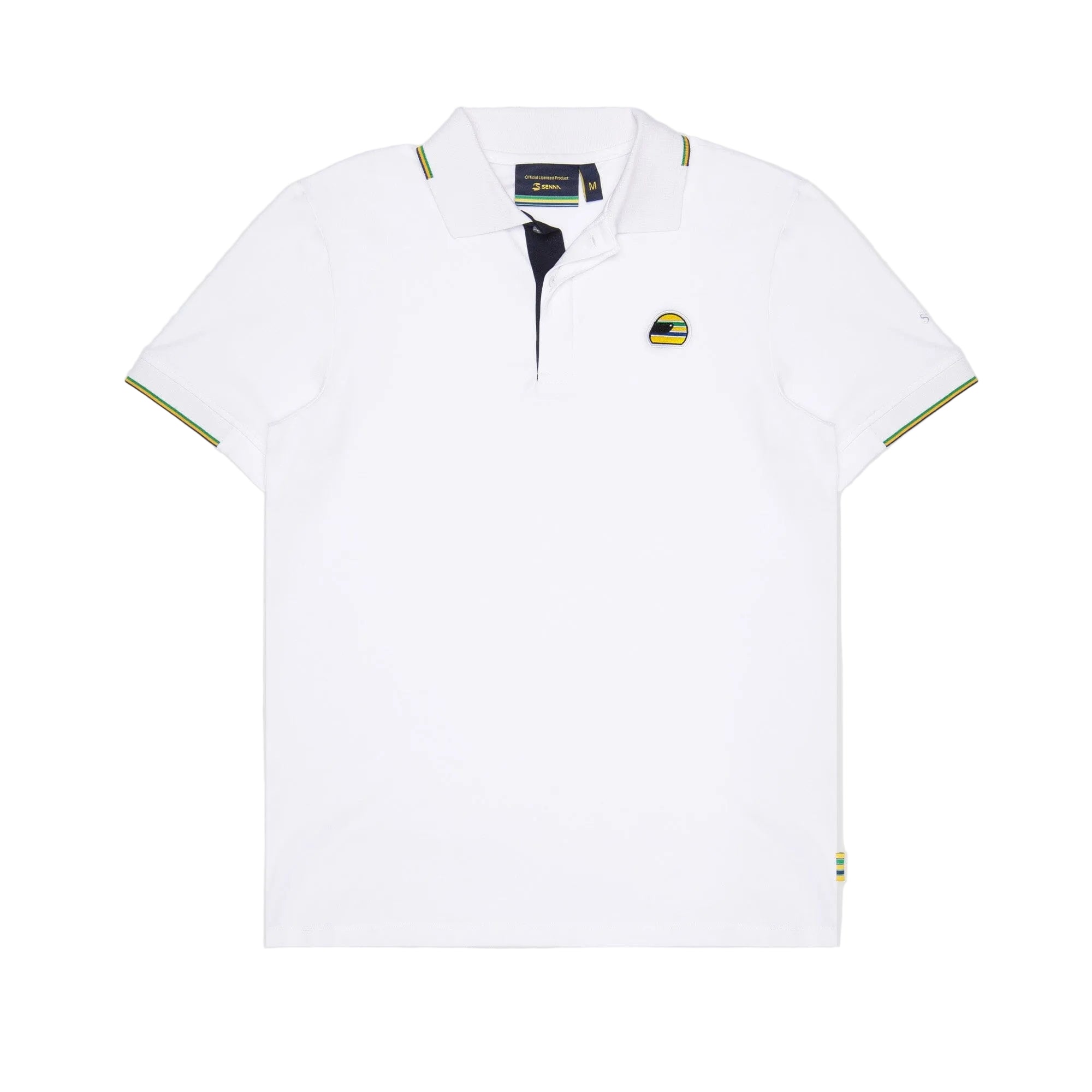 Ayrton Senna F1 Helmet Polo Shirt - Blue/White Polos Ayrton Senna XS White 