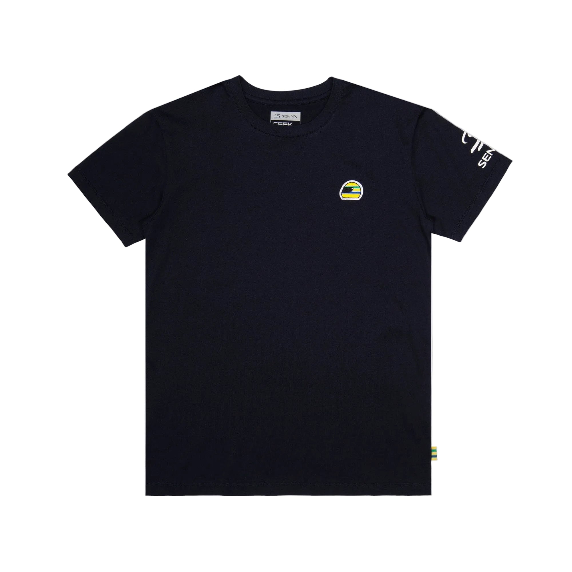 Ayrton Senna F1 Men's Helmet T-Shirt - Navy/White T-shirts Ayrton Senna XS Navy 