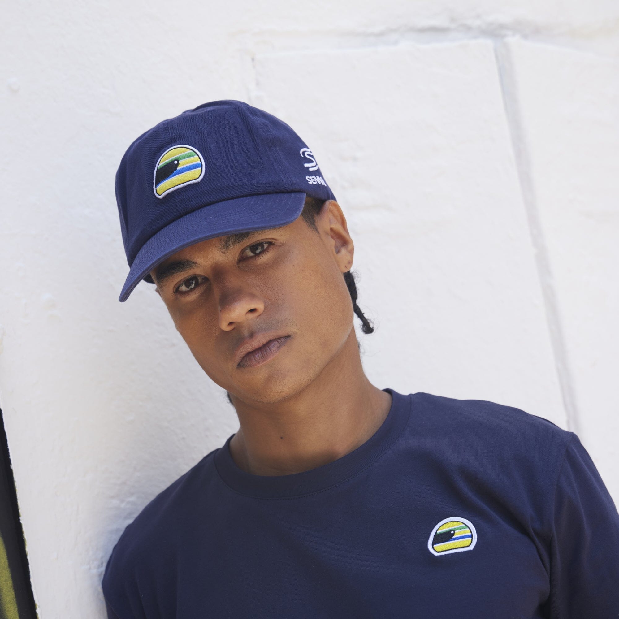 Ayrton Senna F1 Helmet Washed Hat - Navy Hats Ayrton Senna 
