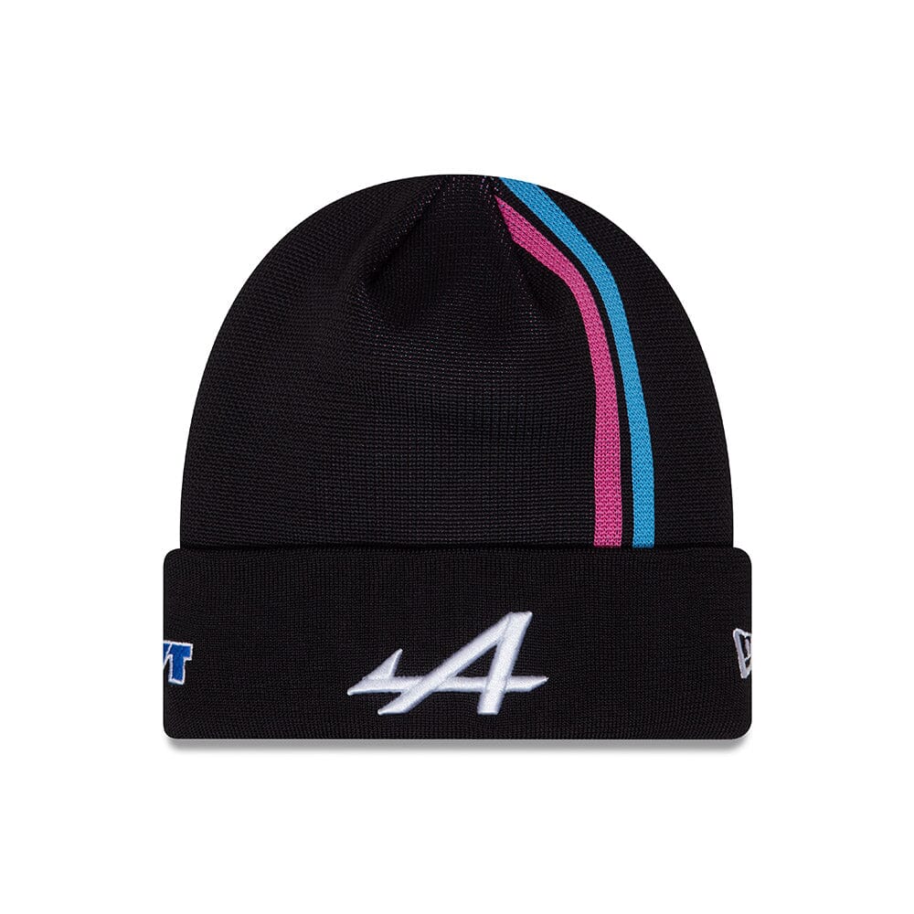 Alpine Racing F1 New Era Stripe Knit Cuff Black Beanie - Adult/Kids Hats Alpine 