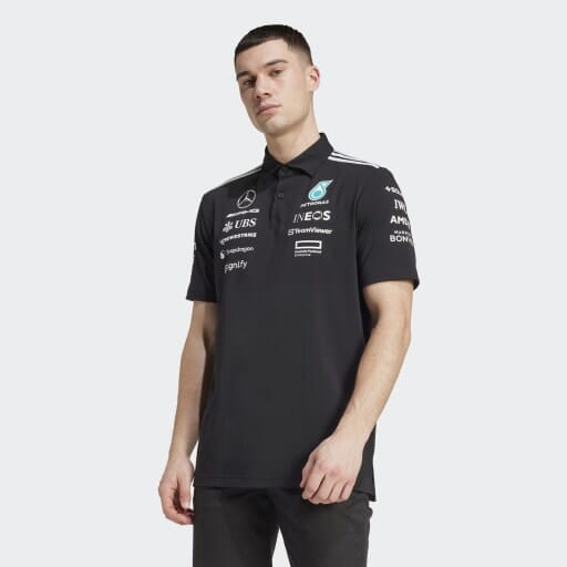 Mercedes - AMG Petronas Formula One 2025 Men's Team Polo Shirt - White/Black Polos Mercedes AMG Petronas 