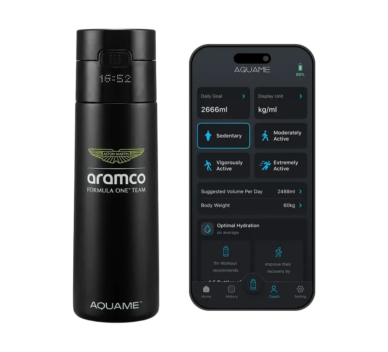 Aston Martin F1 x Aquame Team Smart Water Bottle - Green/Black Drinkware Aston Martin F1 