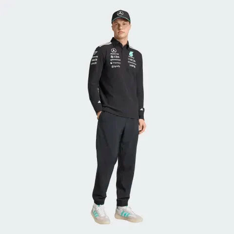Mercedes - AMG Petronas Formula One 2026 Men's Team Long Sleeve Polo Shirt - Black Polos Mercedes AMG Petronas 