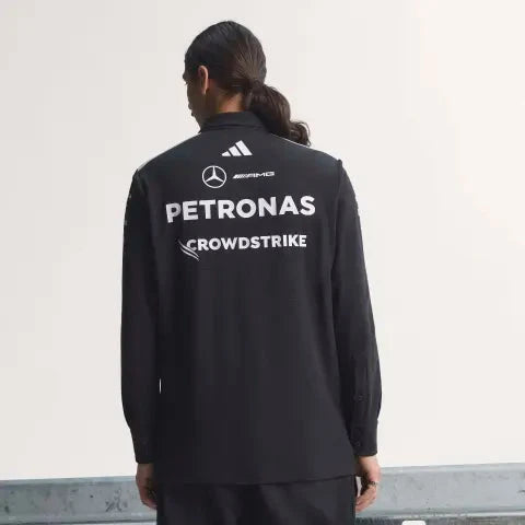 Mercedes - AMG Petronas Formula One 2026 Men's Team Long Sleeve Polo Shirt - Black Polos Mercedes AMG Petronas 