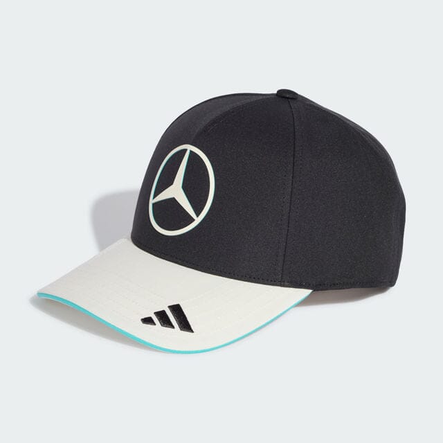 Mercedes-AMG Petronas F1 Las Vegas GP special edition cap in black with off-white visor, front view