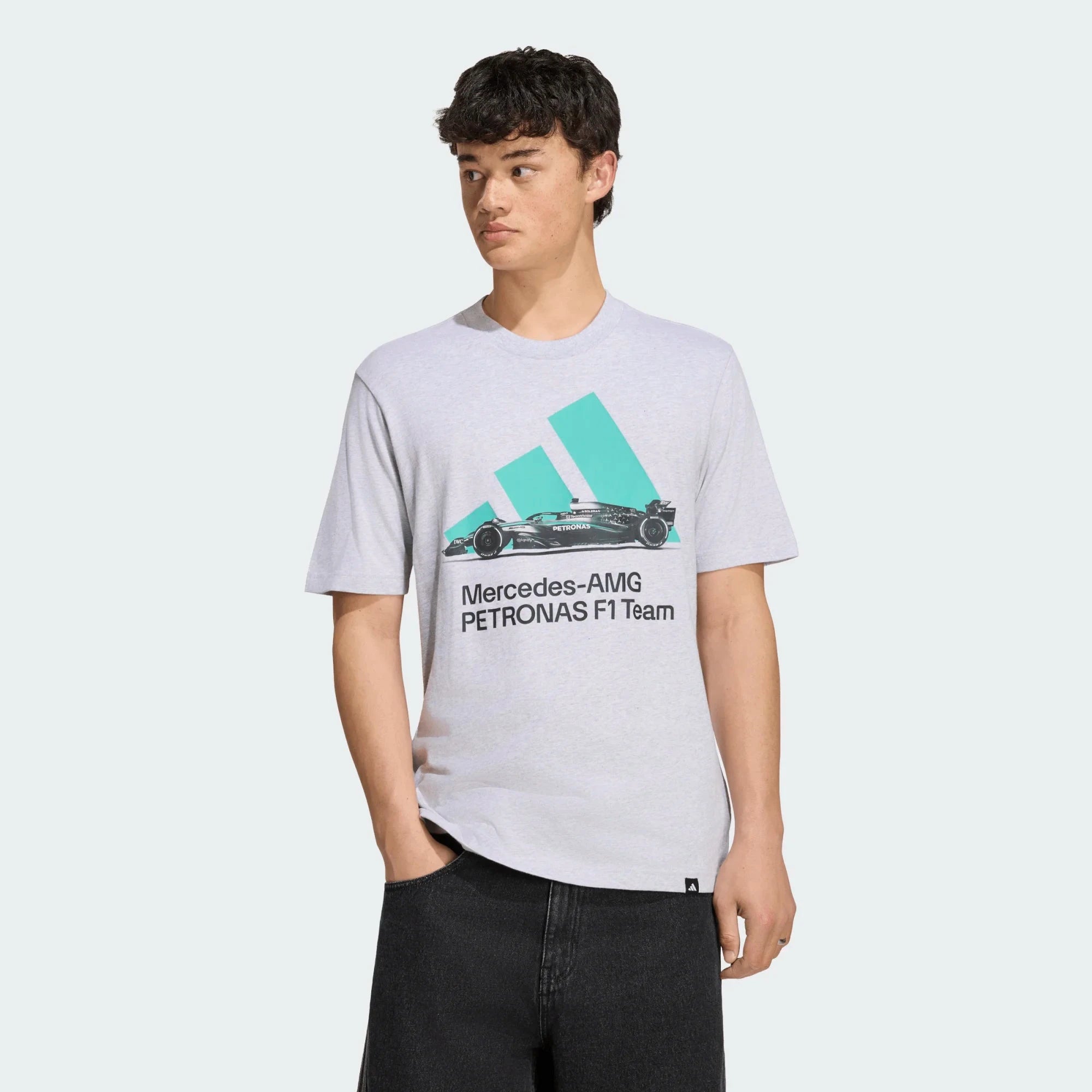 Mercedes - AMG Petronas Formula One Men's Team Graphic T-Shirt - Light Grey/Semi Mint Rush T-shirts Mercedes AMG Petronas 