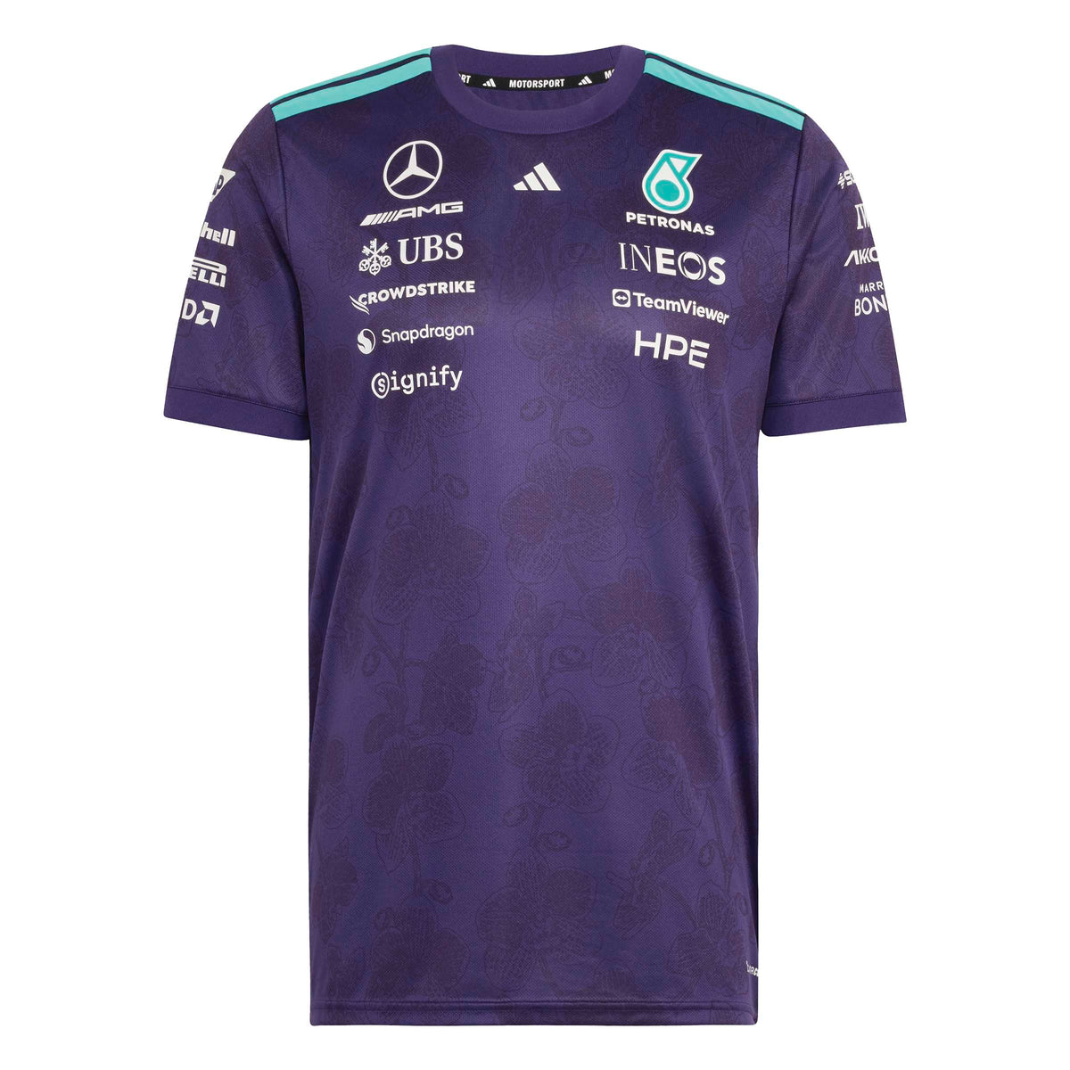 Mercedes - AMG Petronas F1 Men's Special Edition Singapore GP Vanda Bloom T-Shirt - Purple T-shirts Mercedes AMG Petronas 