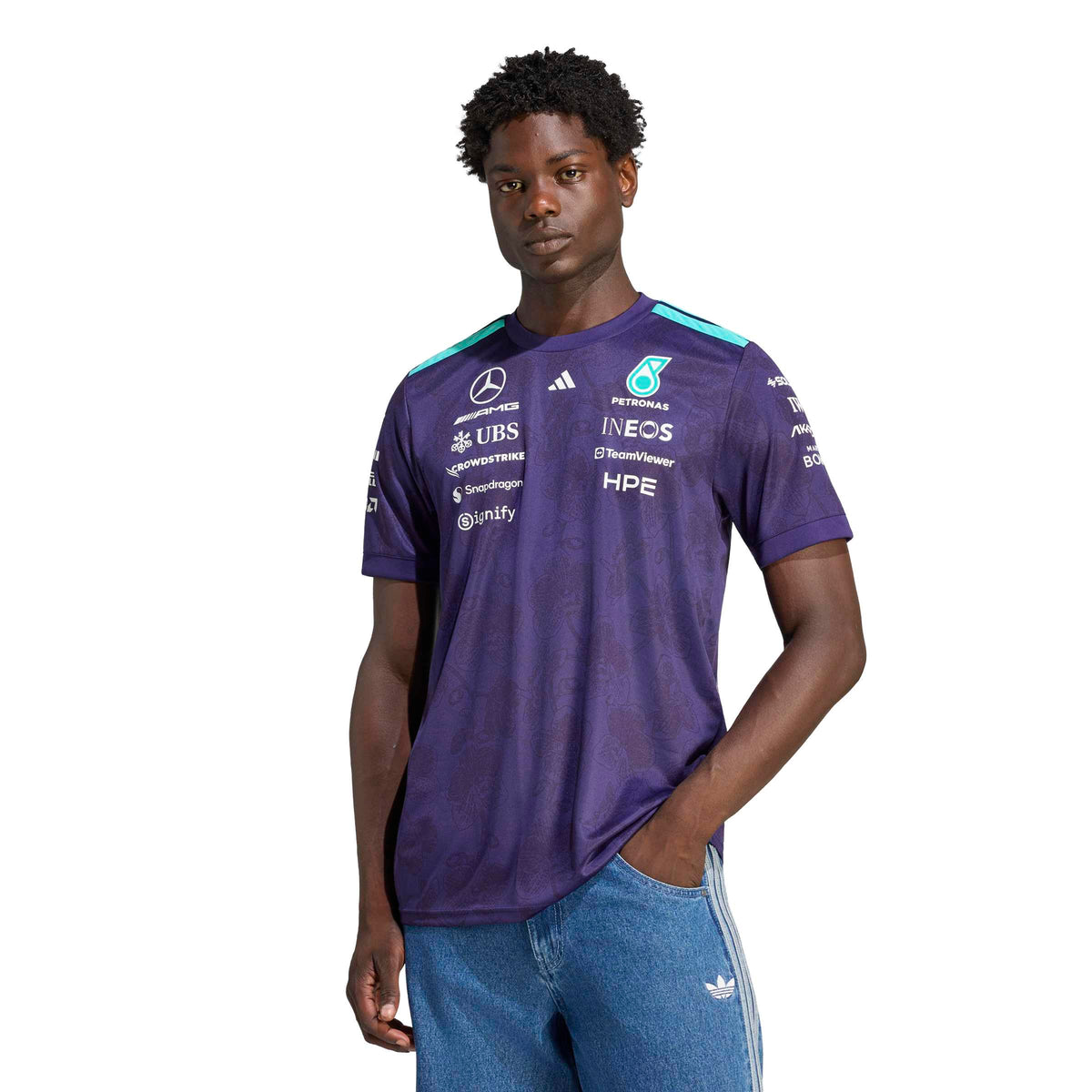 Mercedes - AMG Petronas F1 Men's Special Edition Singapore GP Vanda Bloom T-Shirt - Purple T-shirts Mercedes AMG Petronas 