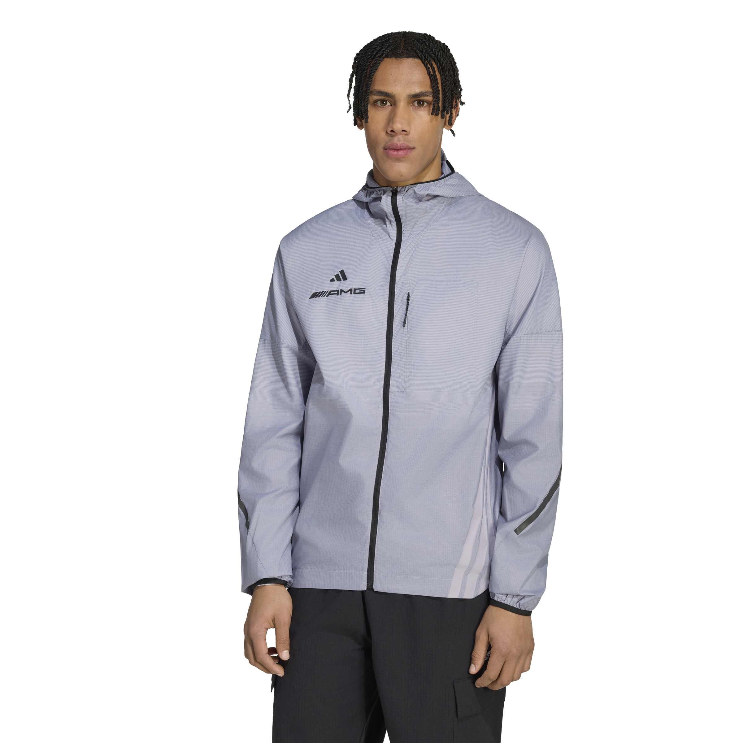 Mercedes - AMG Petronas F1 Men's "AMG" Windbreaker Jacket - Light Gray Jackets Mercedes AMG Petronas 