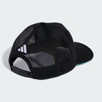 Mercedes-AMG Petronas F1 Las Vegas GP special edition trucker cap in black, back view with mesh panels