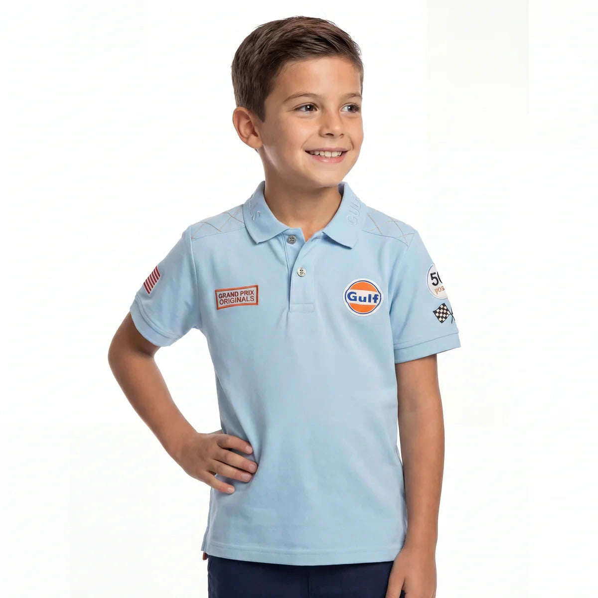 GrandPrix Originals Kids Gulf Polo Shirt - Youth Navy/Gulf Blue Polos GrandPrix Originals USA 3-4 Years Blue 