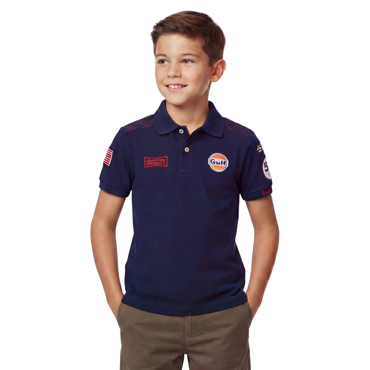 GrandPrix Originals Kids Gulf Polo Shirt - Youth Navy/Gulf Blue Polos GrandPrix Originals USA 