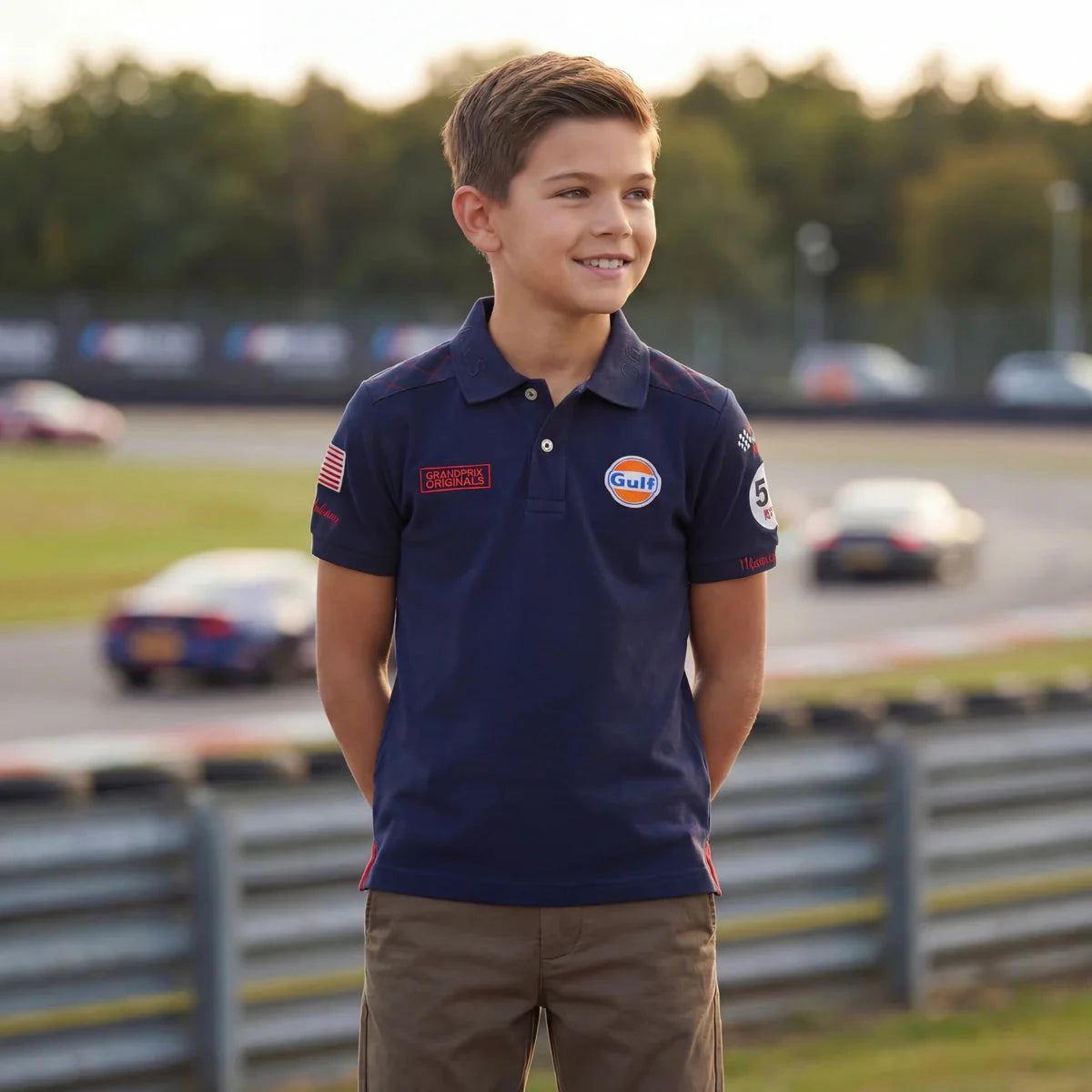 GrandPrix Originals Kids Gulf Polo Shirt - Youth Navy/Gulf Blue Polos GrandPrix Originals USA 