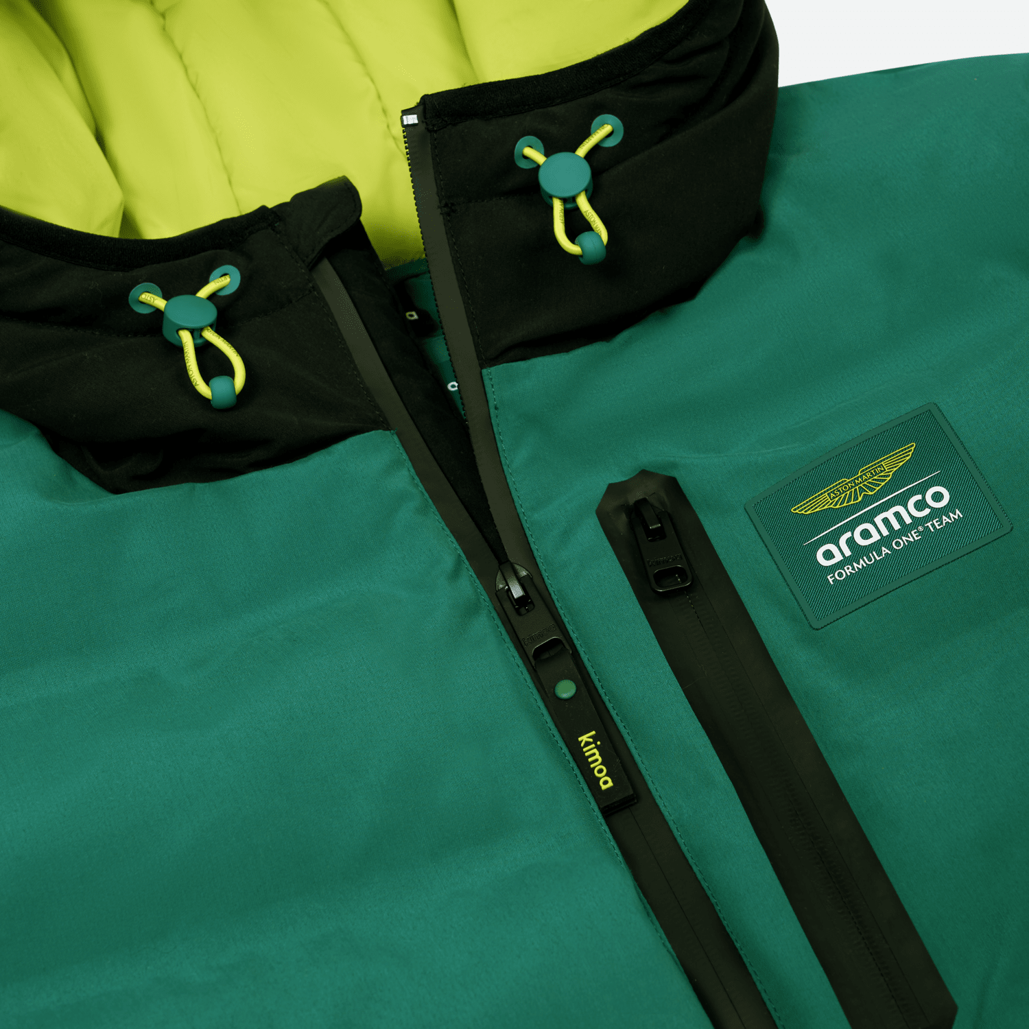 Aston Martin F1 Kimoa Fernando Alonso Padded Puffy Jacket - Green Aston Martin F1 Kimoa Fernando Alonso Padded Puffy Jacket - Green
