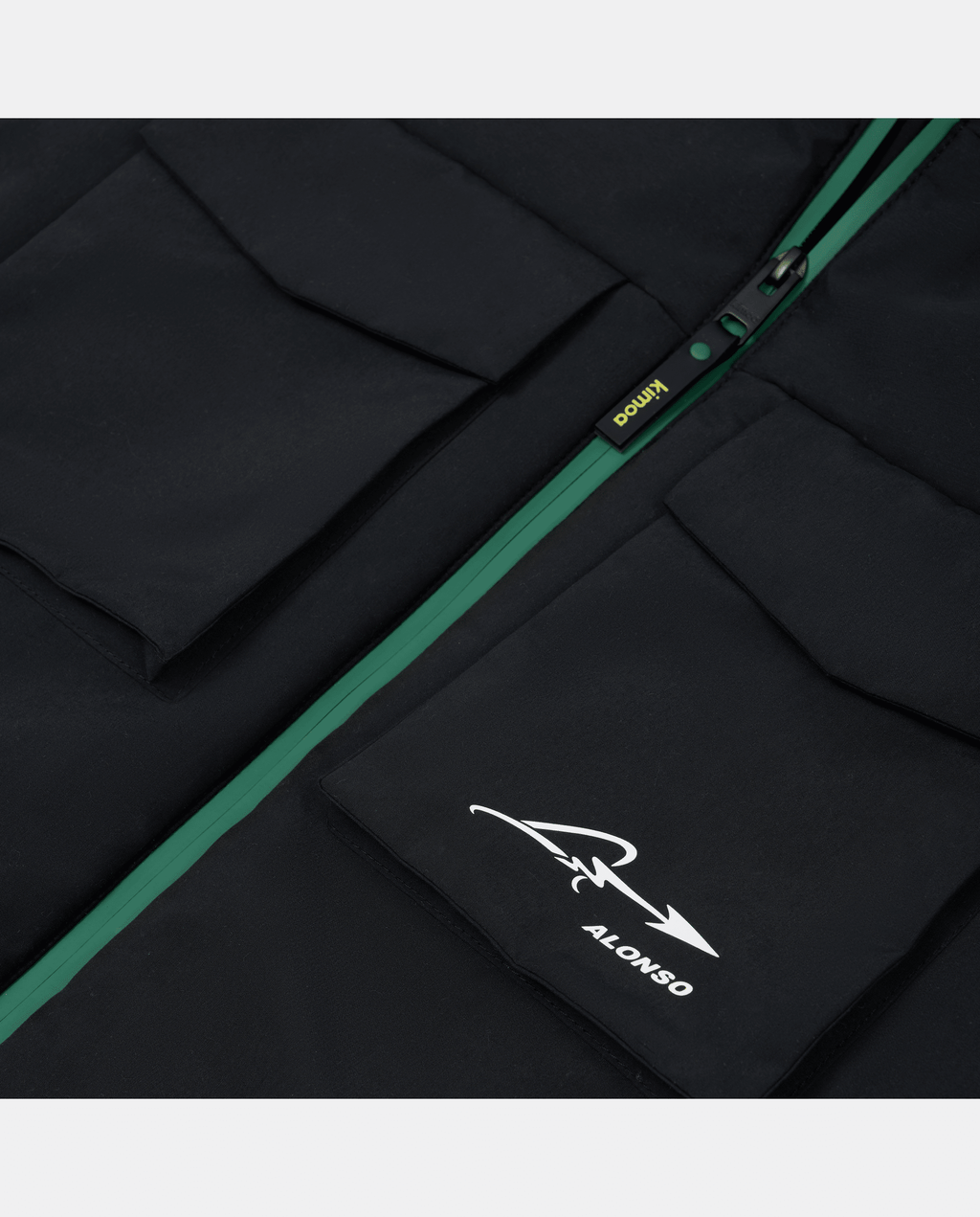 Aston Martin F1 Kimoa Fernando Alonso Puffy Patch Pockets Jacket - Bicolor Jackets Aston Martin F1 
