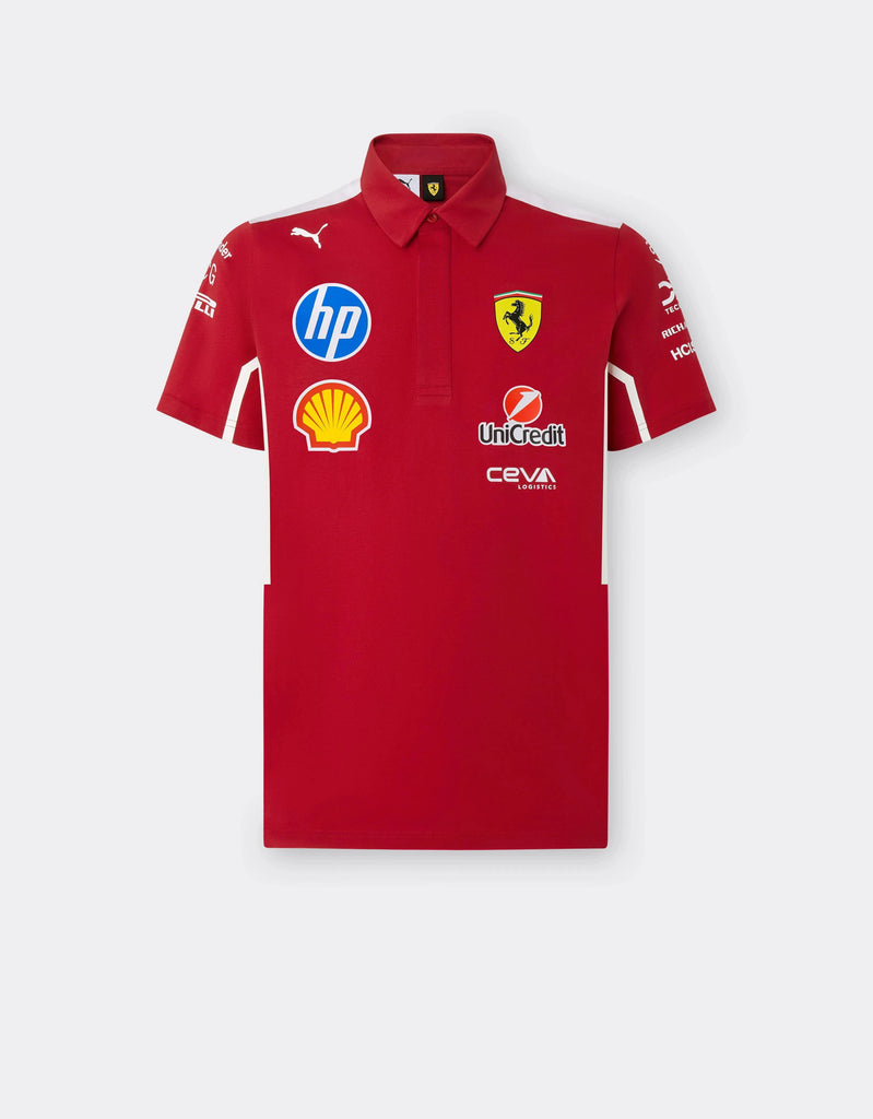 Scuderia Ferrari F1 2025 Men's Team Polo Shirt - Dark Cherry Polos Scuderia Ferrari 