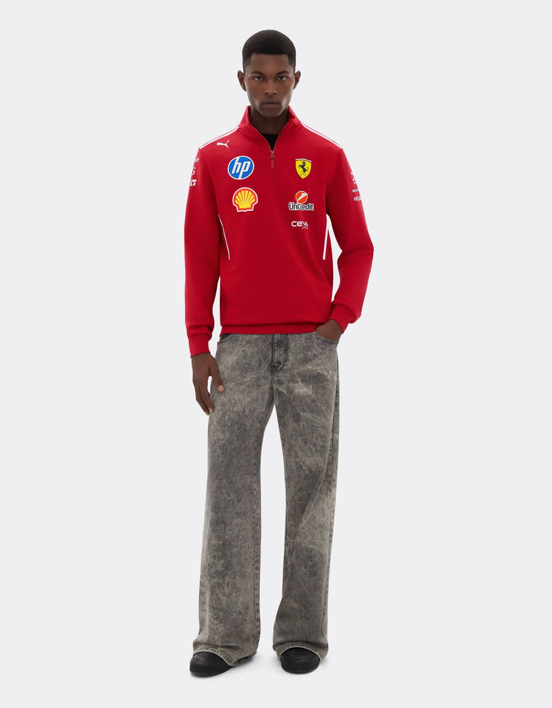 Scuderia Ferrari F1 2025 Team 1/2 Zip Sweatshirt - Dark Cherry Sweaters Scuderia Ferrari 