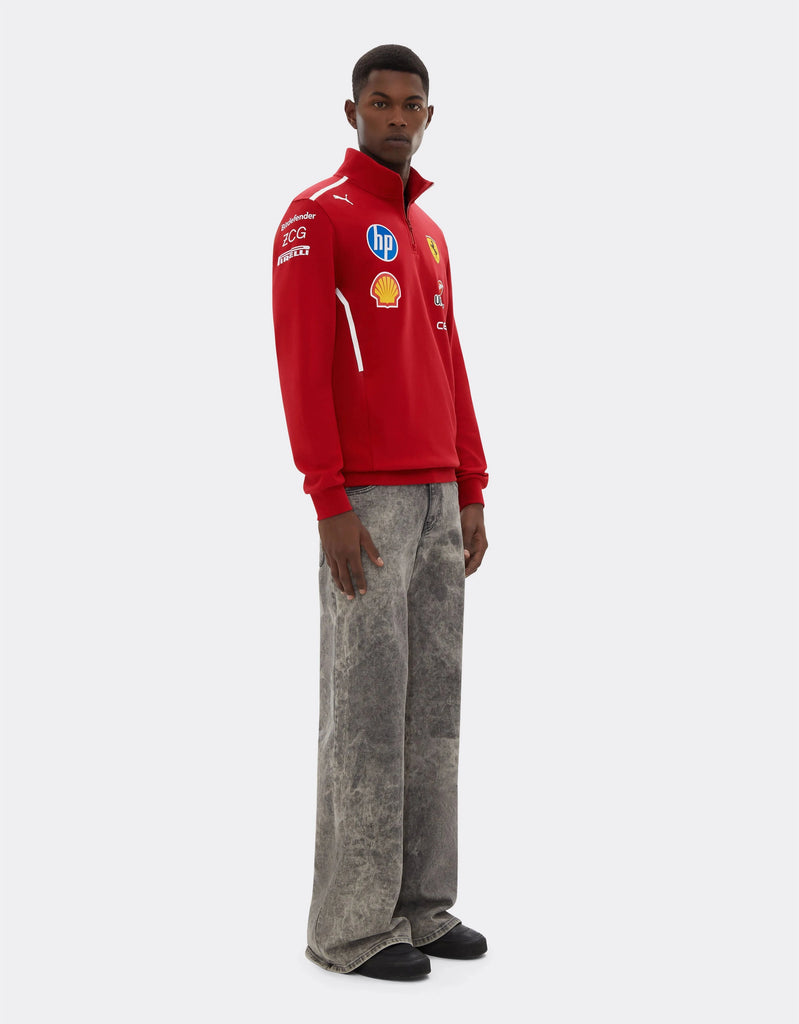 Scuderia Ferrari F1 2025 Team 1/2 Zip Sweatshirt - Dark Cherry Sweaters Scuderia Ferrari 