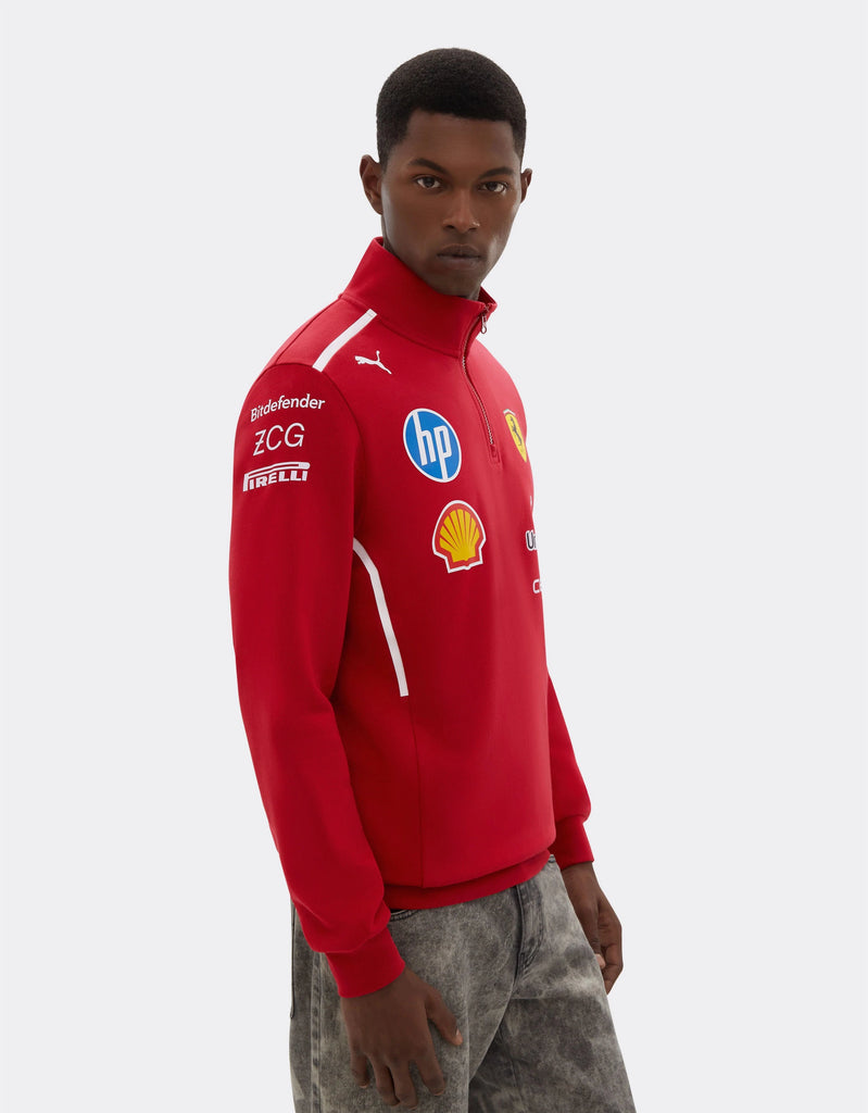 Scuderia Ferrari F1 2025 Team 1/2 Zip Sweatshirt - Dark Cherry Sweaters Scuderia Ferrari 