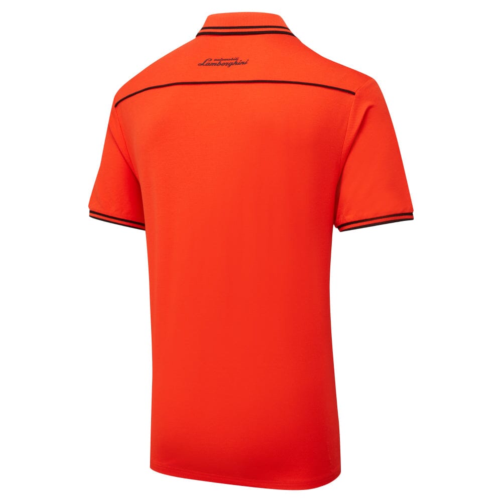 Automobili Lamborghini Squadra Corse Men's Travel Polo Shirt - Orange/White/Green Polos Automobili Lamborghini 