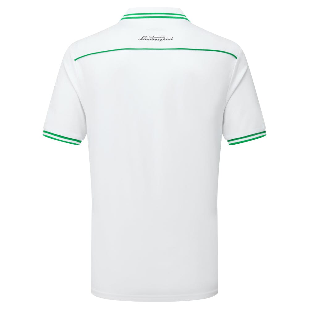 Automobili Lamborghini Squadra Corse Men's Travel Polo Shirt - Orange/White/Green Polos Automobili Lamborghini 