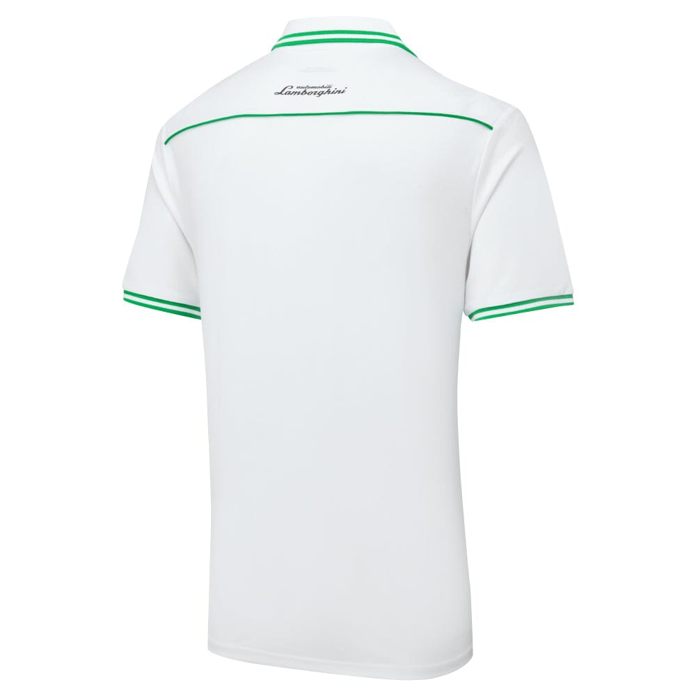 Automobili Lamborghini Squadra Corse Men's Travel Polo Shirt - Orange/White/Green Polos Automobili Lamborghini 