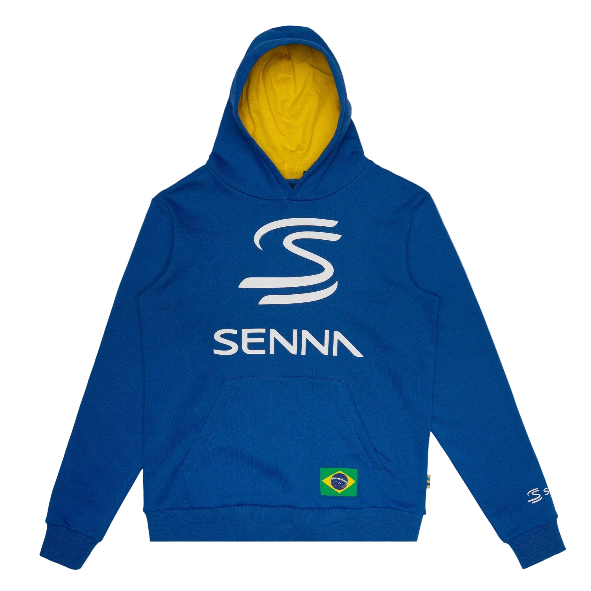 Ayrton Senna F1 Legacy Pullover Hoodie - Blue/Green/Yellow Hoodies Ayrton Senna XS Blue 