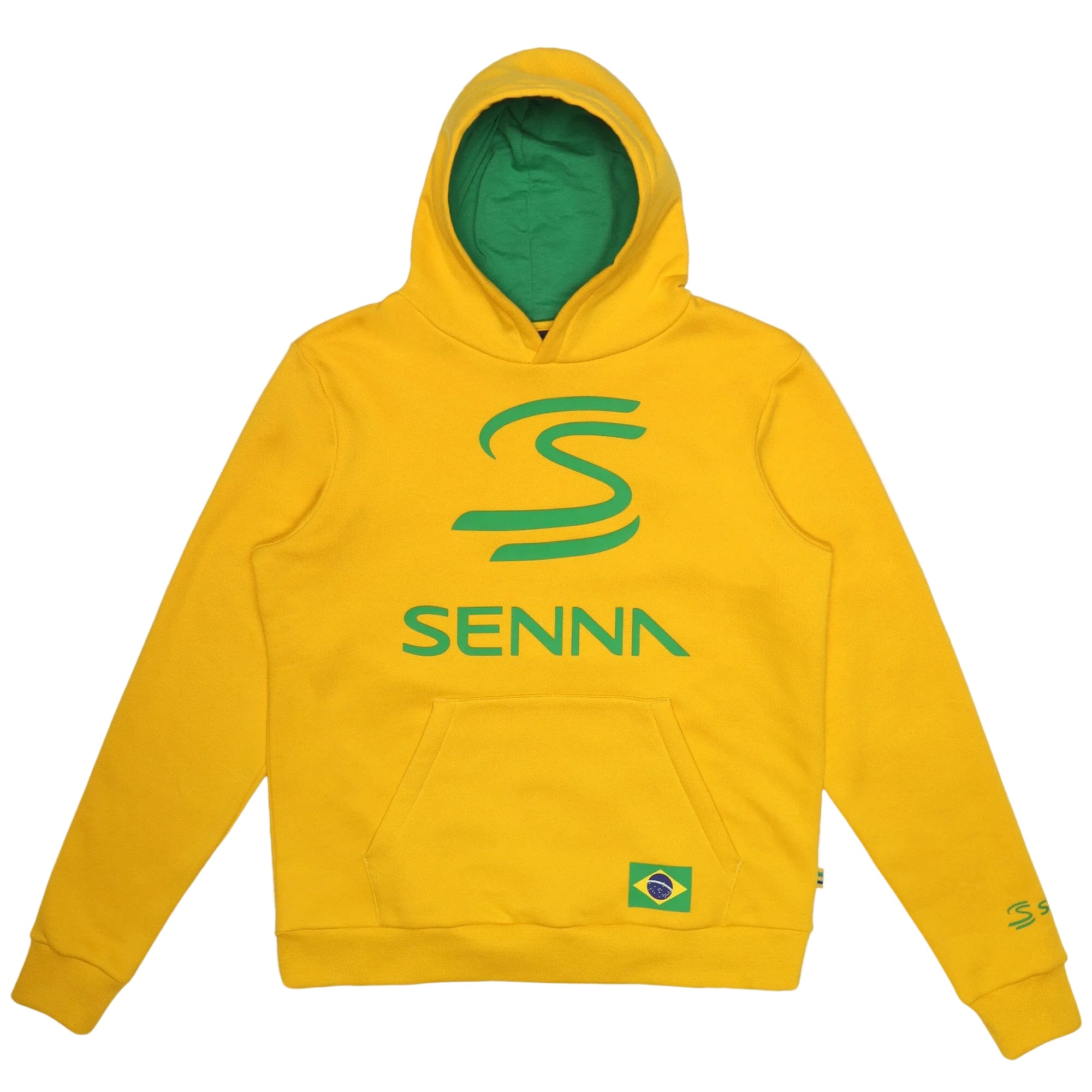 Ayrton Senna F1 Legacy Pullover Hoodie - Blue/Green/Yellow Hoodies Ayrton Senna XS Yellow 