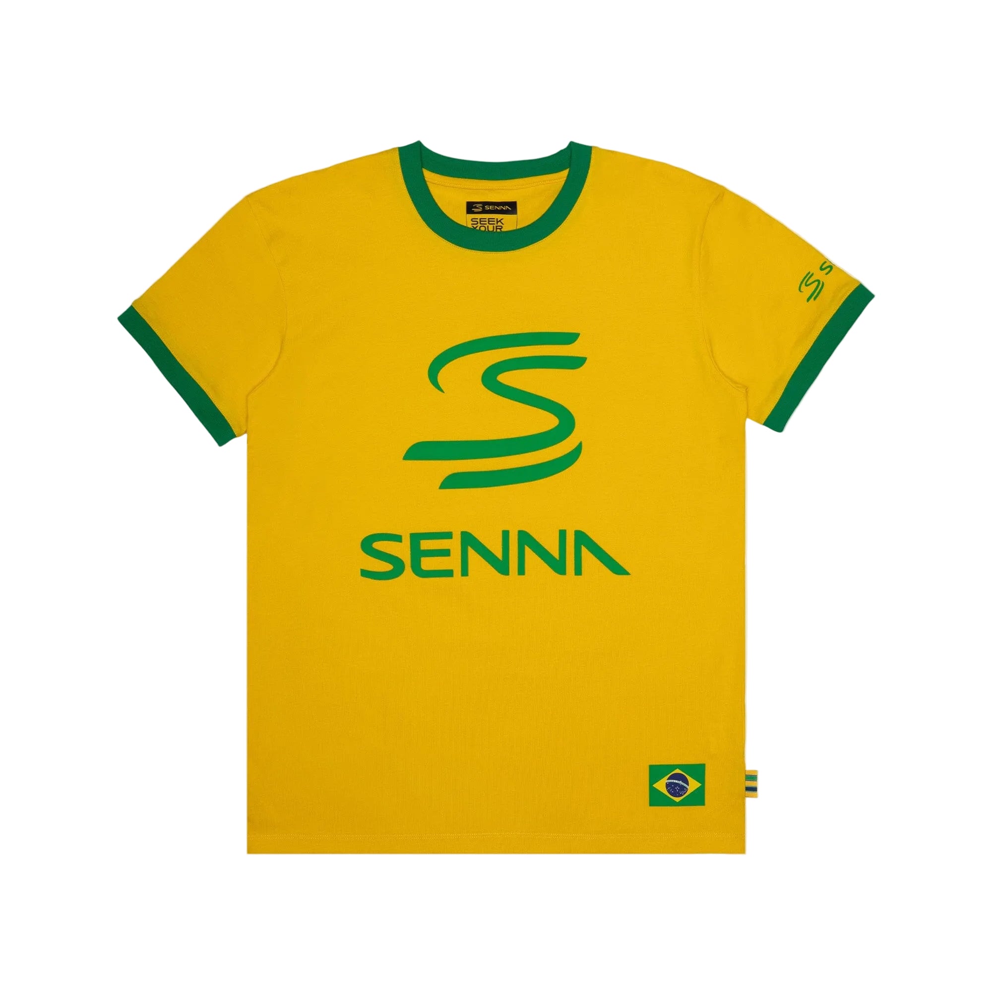 Ayrton Senna F1 Men's Legacy Logo T-Shirt - Blue/Yellow T-shirts Ayrton Senna XS Yellow 