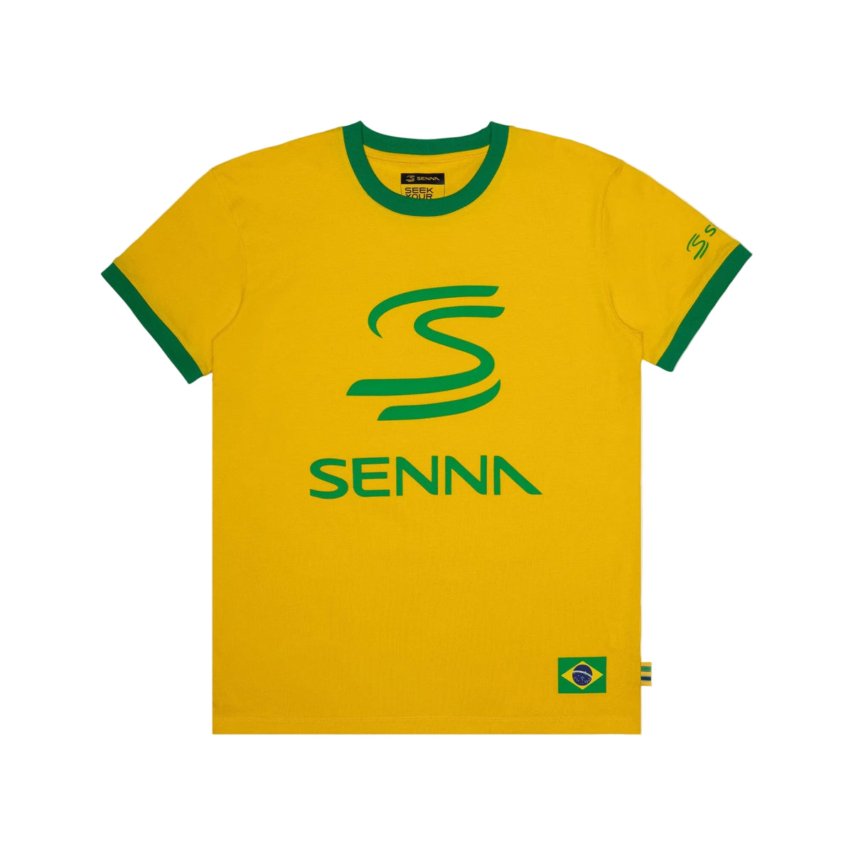 Ayrton Senna F1 Men's Legacy Logo T-Shirt - Blue/Yellow T-shirts Ayrton Senna XS Yellow 