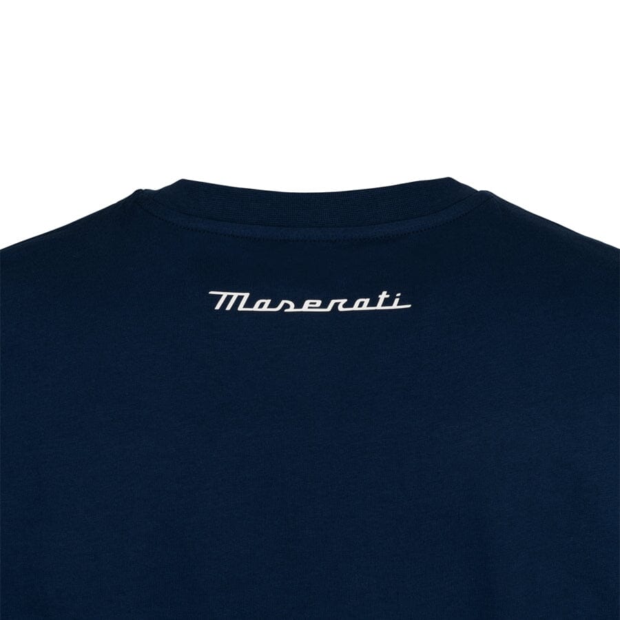 Maserati Large Logo Rubber Print T-Shirt - Black/Blue T-shirts Maserati 