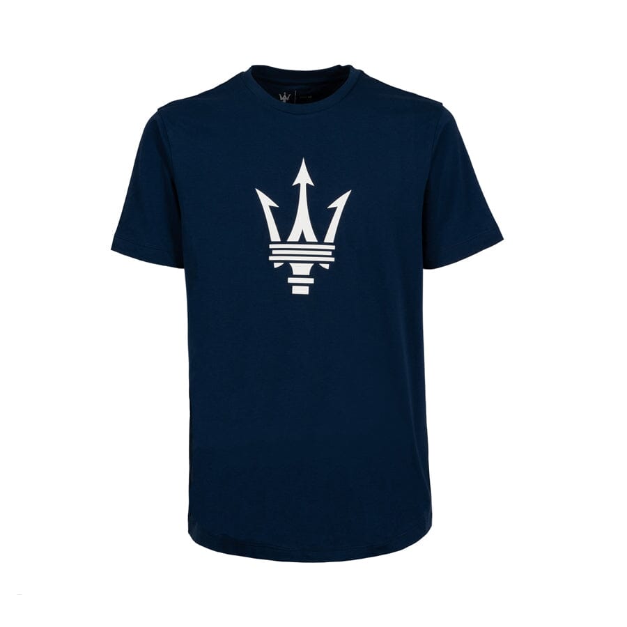 Maserati Large Logo Rubber Print T-Shirt - Black/Blue T-shirts Maserati S Blue 