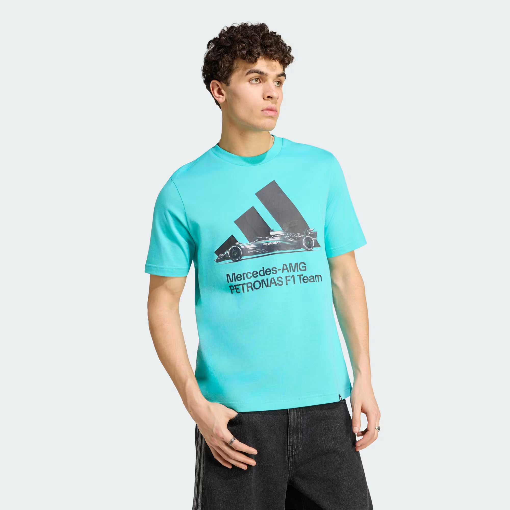 Mercedes - AMG Petronas Formula One Men's Team Graphic T-Shirt - Light Grey/Semi Mint Rush T-shirts Mercedes AMG Petronas 