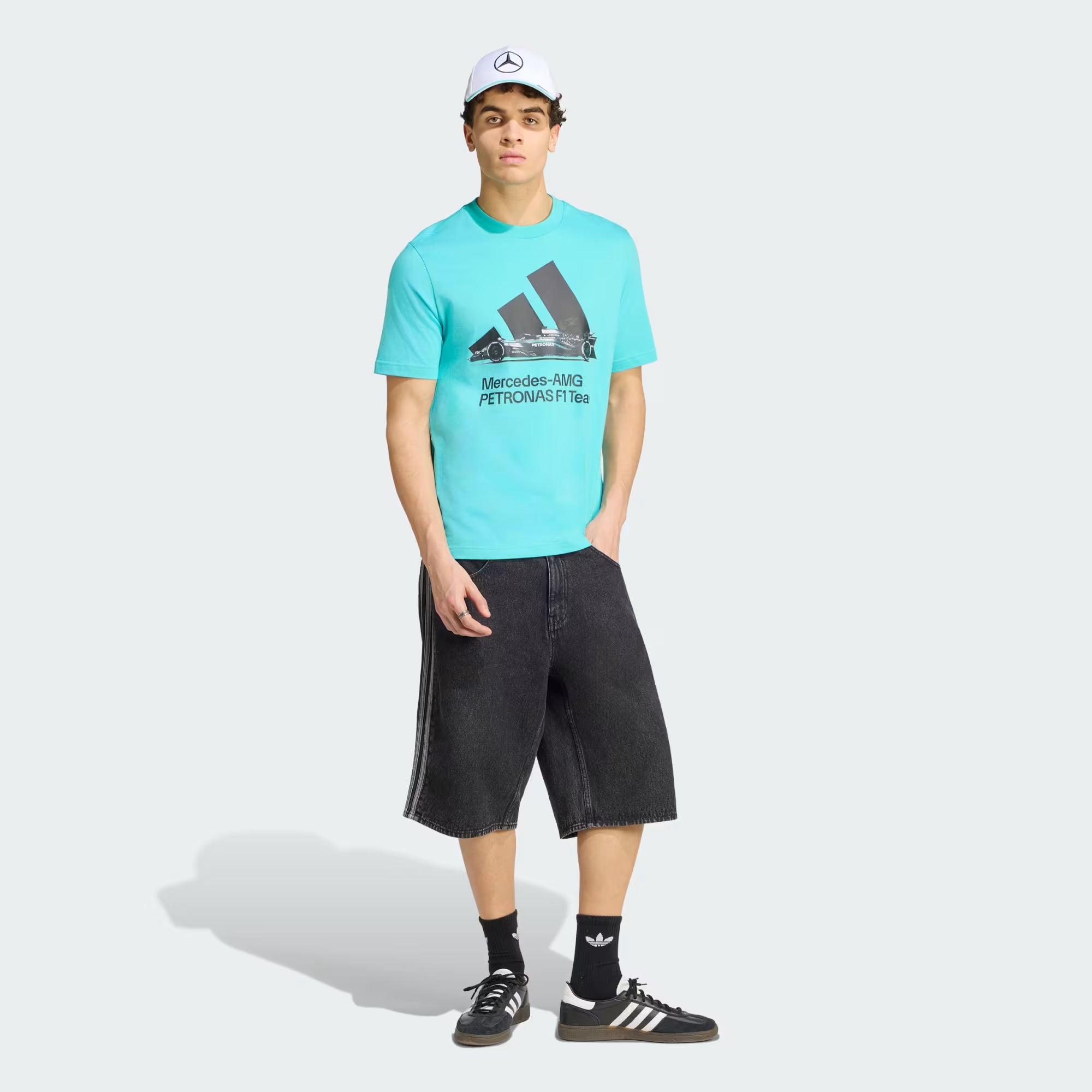 Mercedes - AMG Petronas Formula One Men's Team Graphic T-Shirt - Light Grey/Semi Mint Rush T-shirts Mercedes AMG Petronas 
