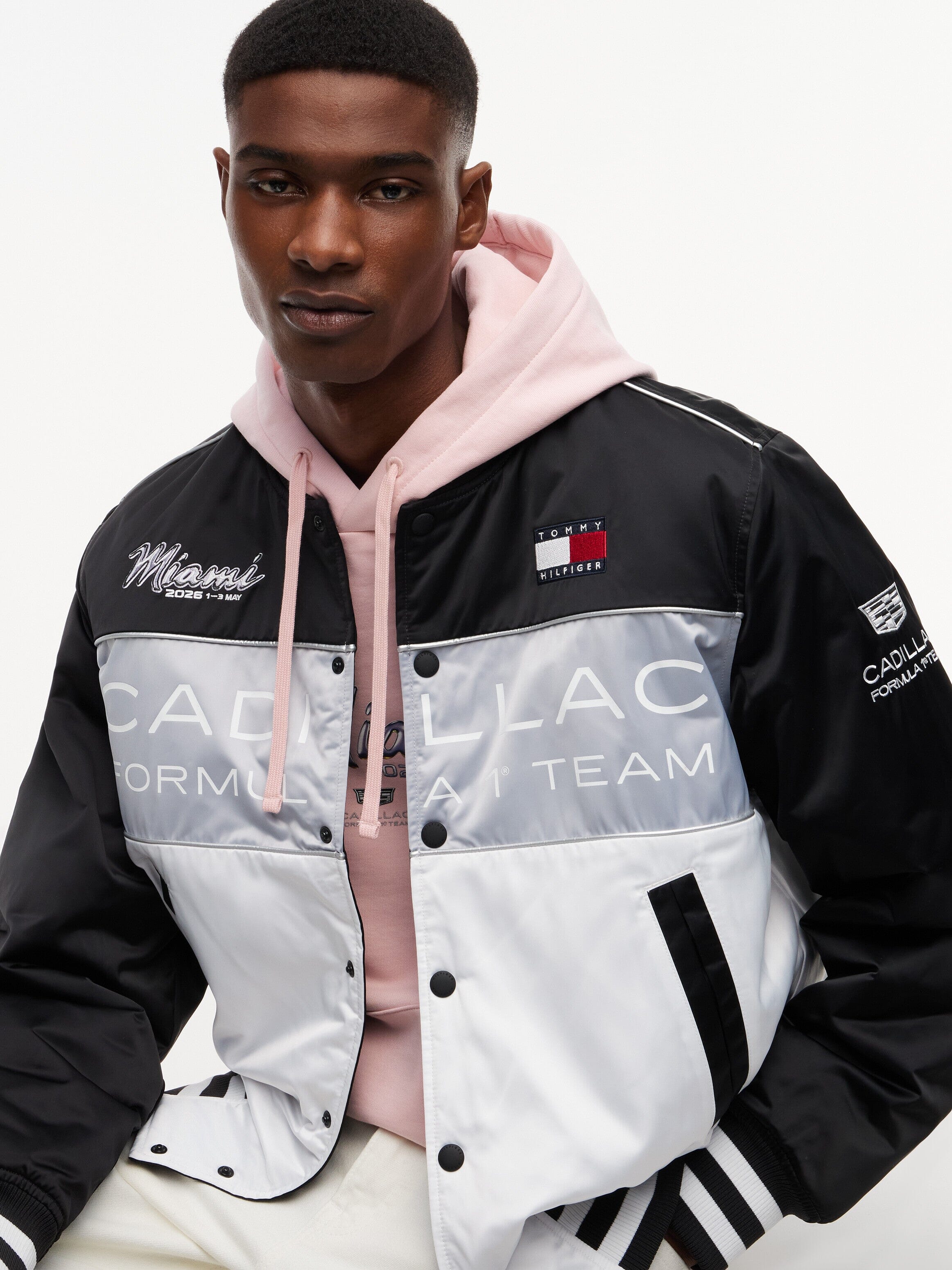 Cadillac F1 Special Edition Miami GP Varsity Jacket - White/Black Jackets Cadillac F1 