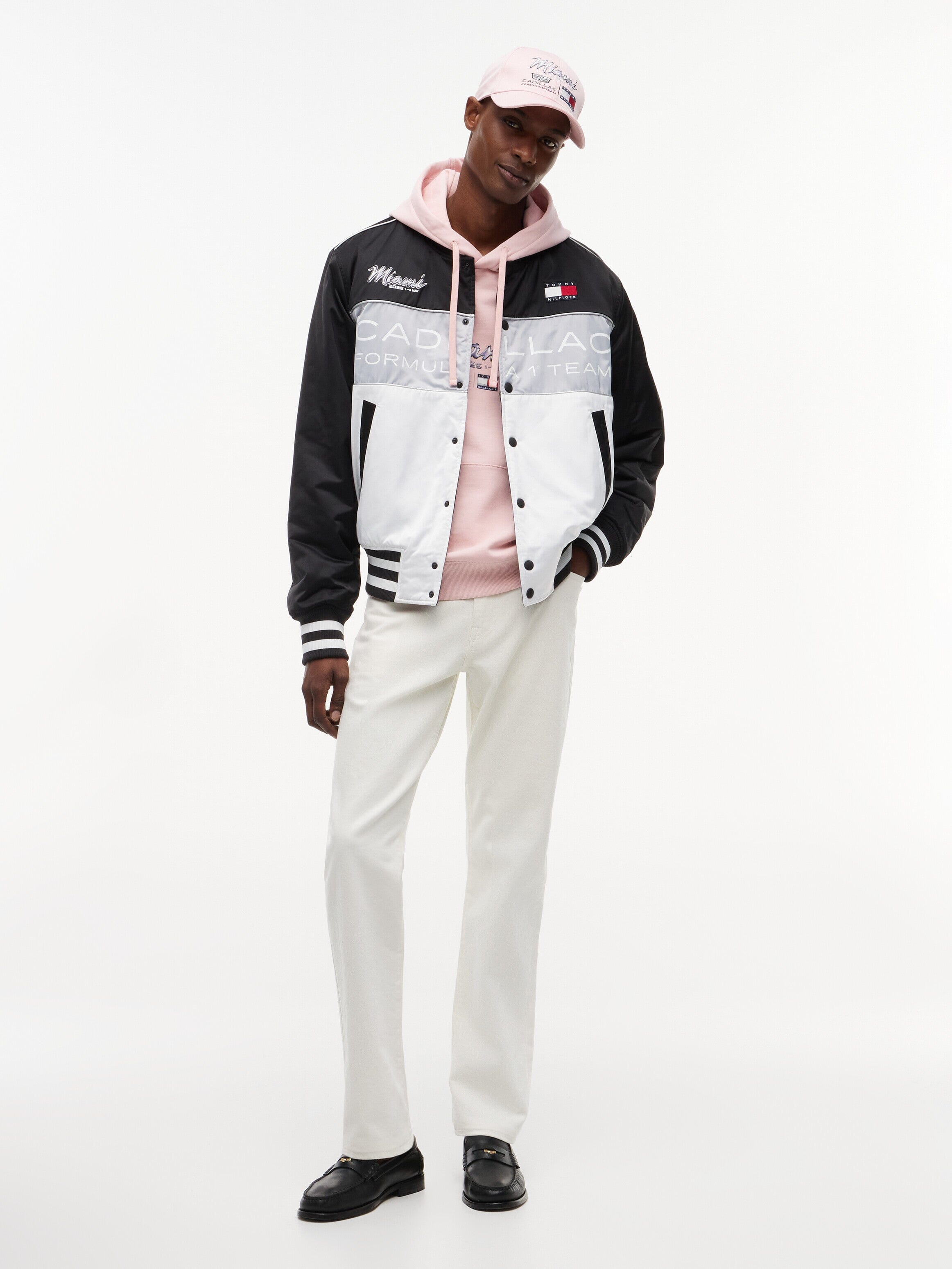 Cadillac F1 Special Edition Miami GP Varsity Jacket - White/Black Jackets Cadillac F1 