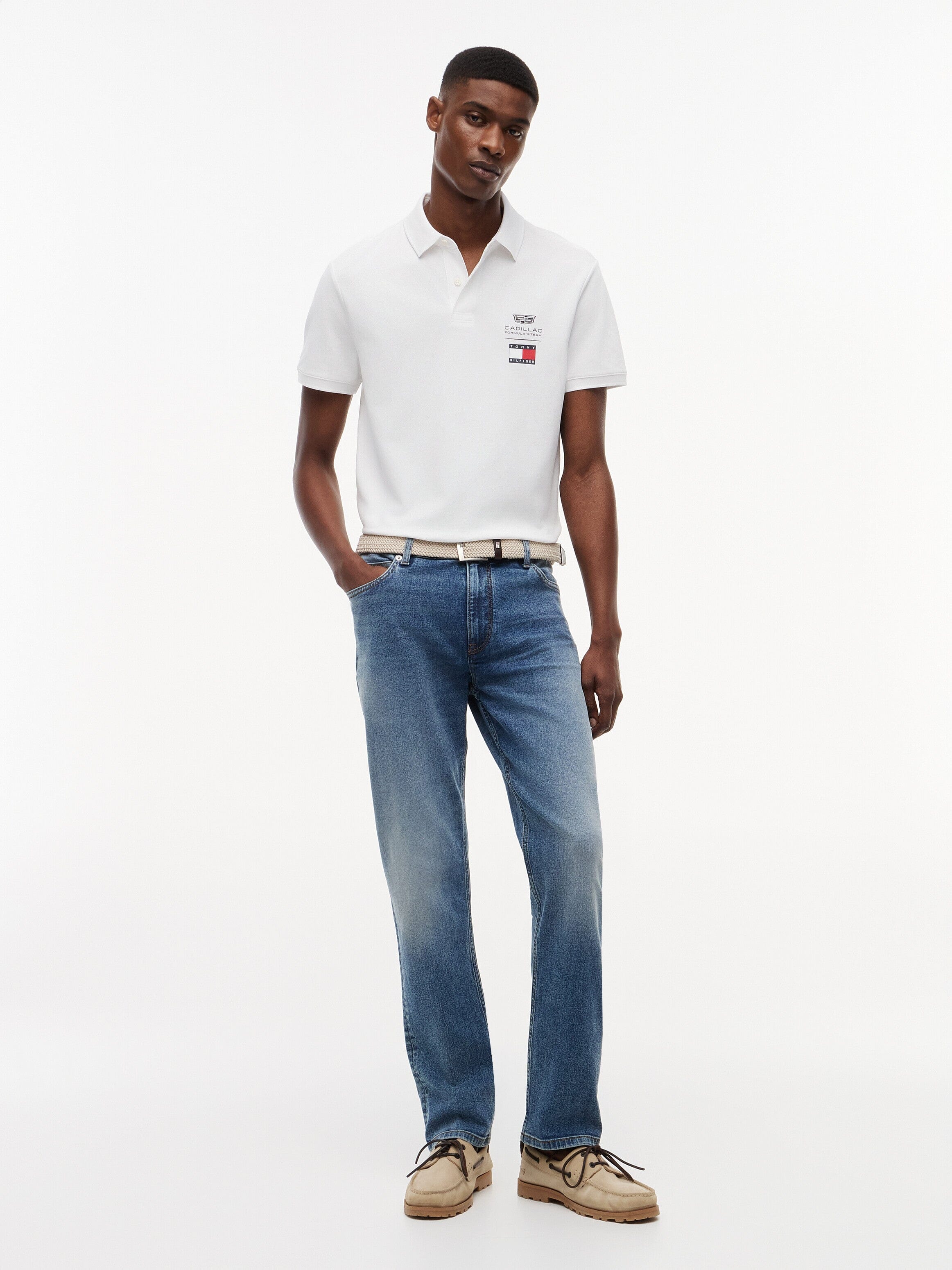 Cadillac F1 Small Logo Polo Shirt - Black/White Polos Cadillac F1 