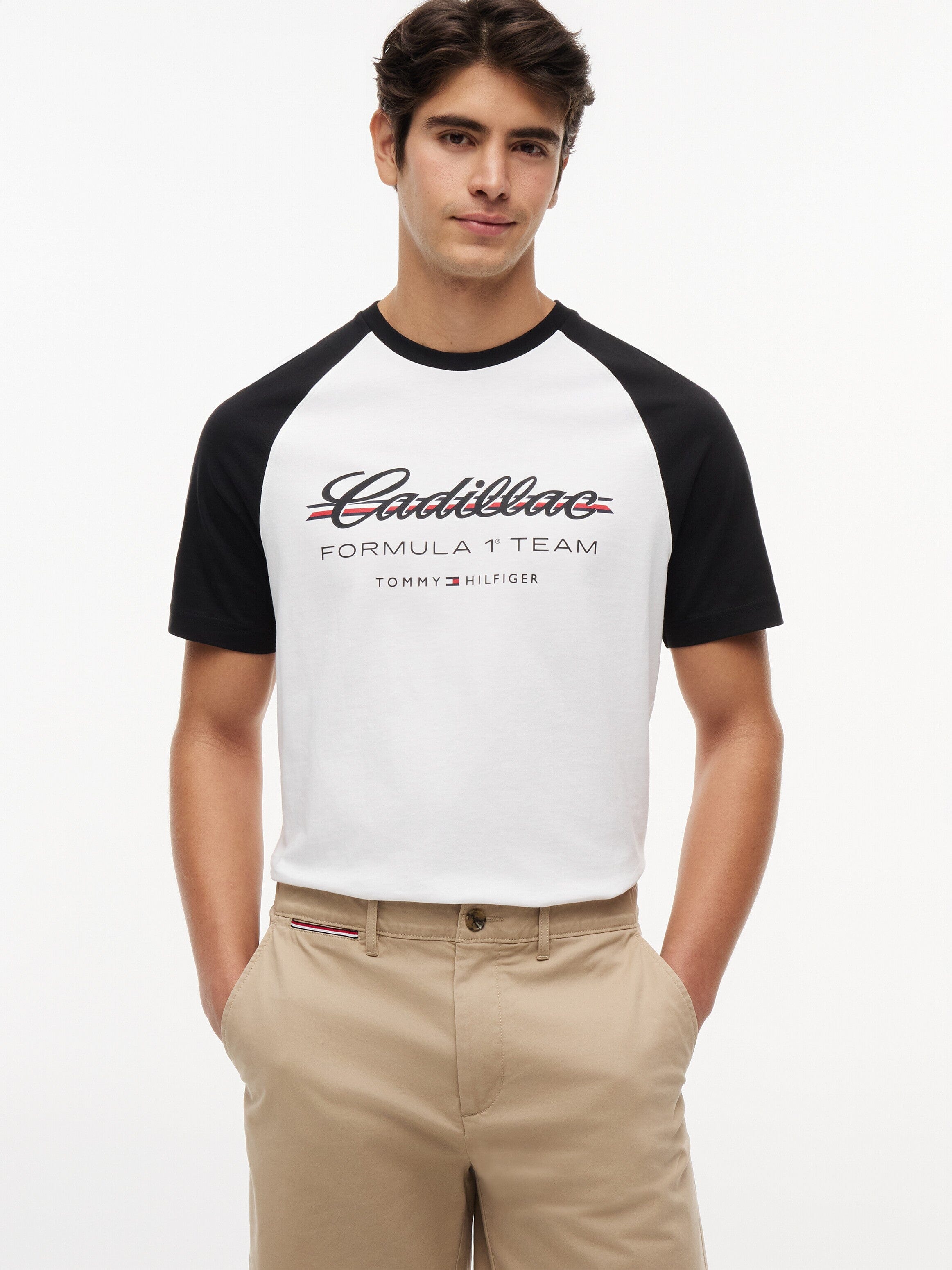 Cadillac F1 Script Raglan T-Shirt - White T-shirts Cadillac F1 