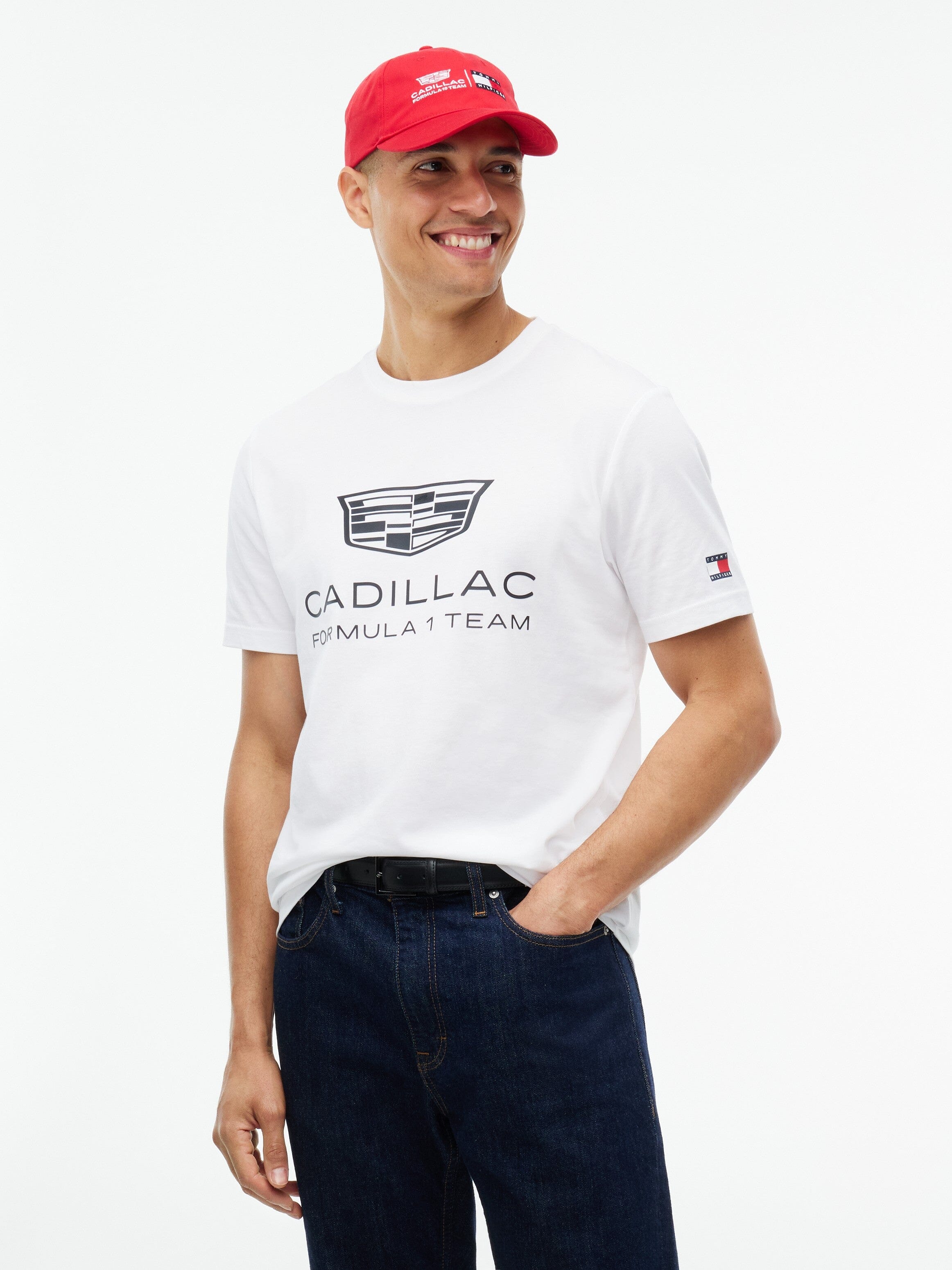 Cadillac F1 Racing Large Shield T-Shirt - Black/White T-shirts Cadillac F1 XXS White 