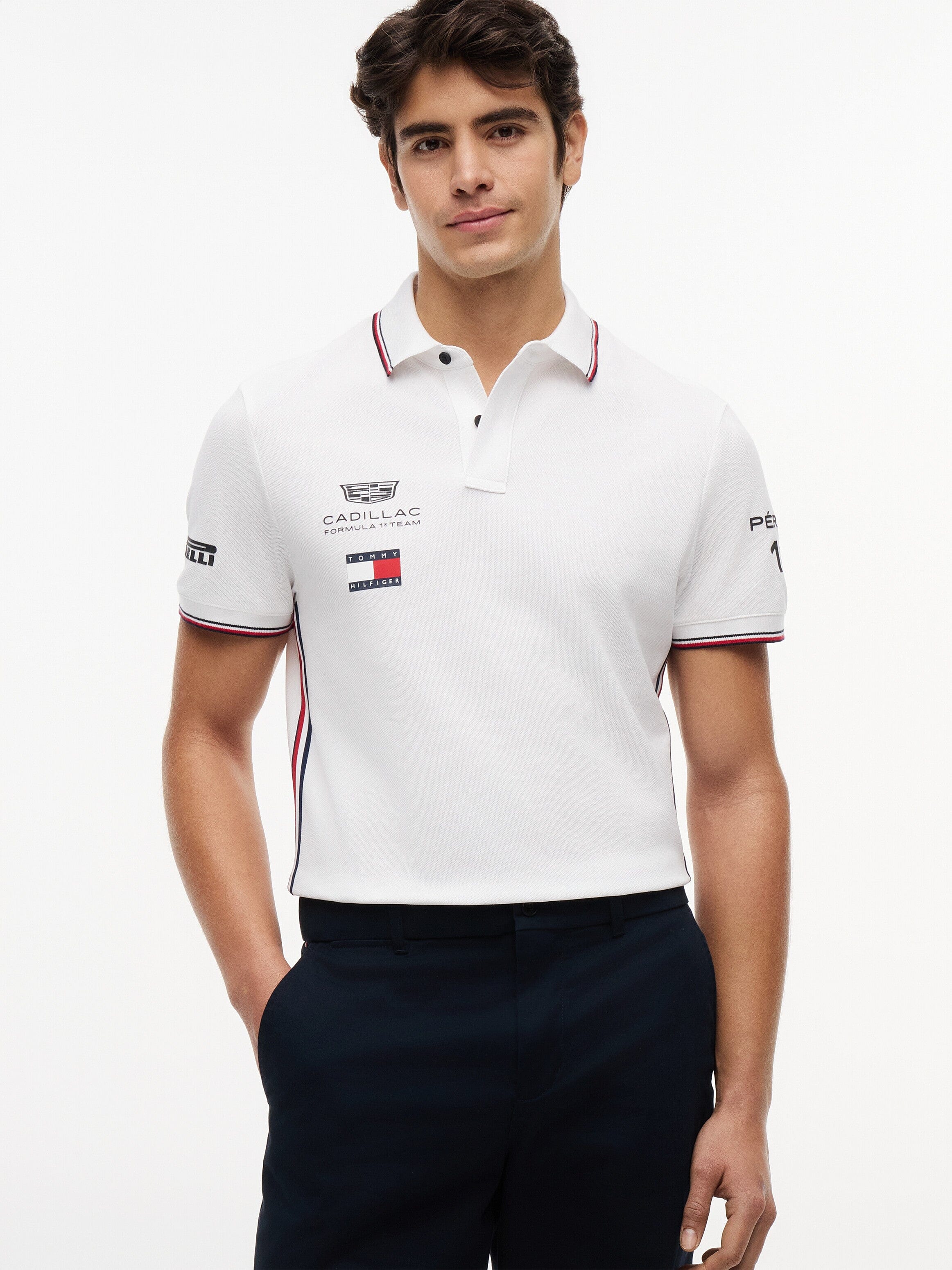 Cadillac F1 Racing 2026 Sergio "Checo" Perez Team Polo Shirt - Black/White Polos Cadillac F1 