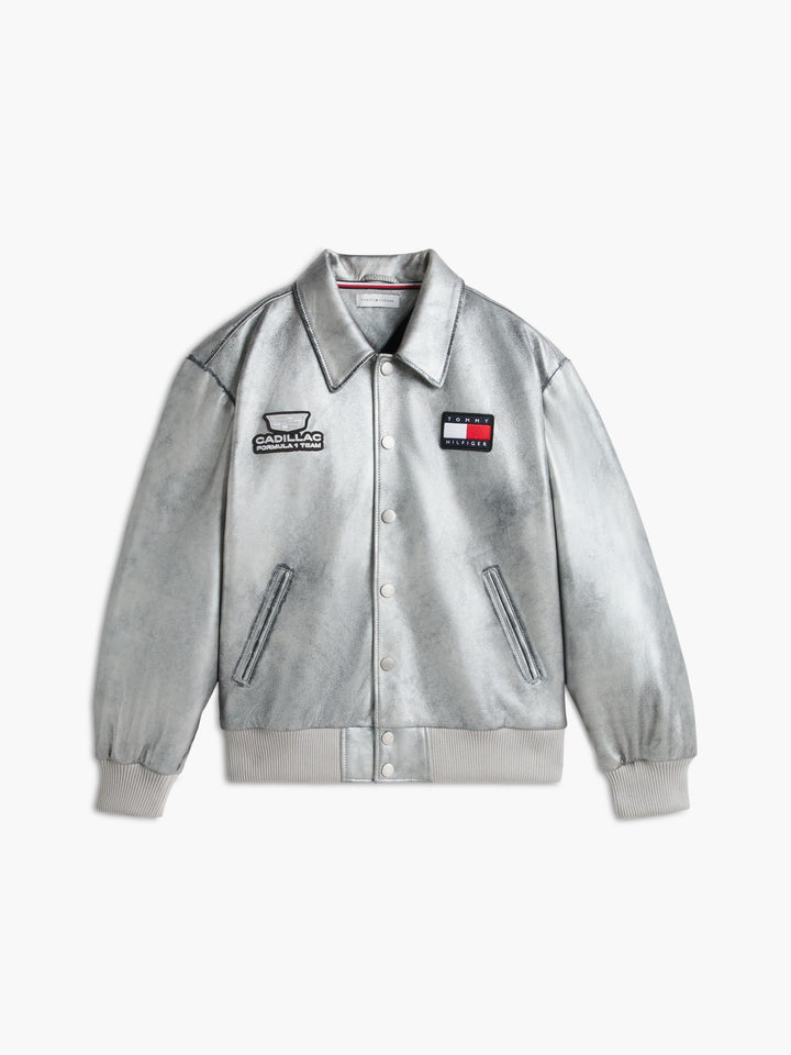 Cadillac F1 Racing Varsity Leather Jacket - Chrome Jackets Cadillac F1 